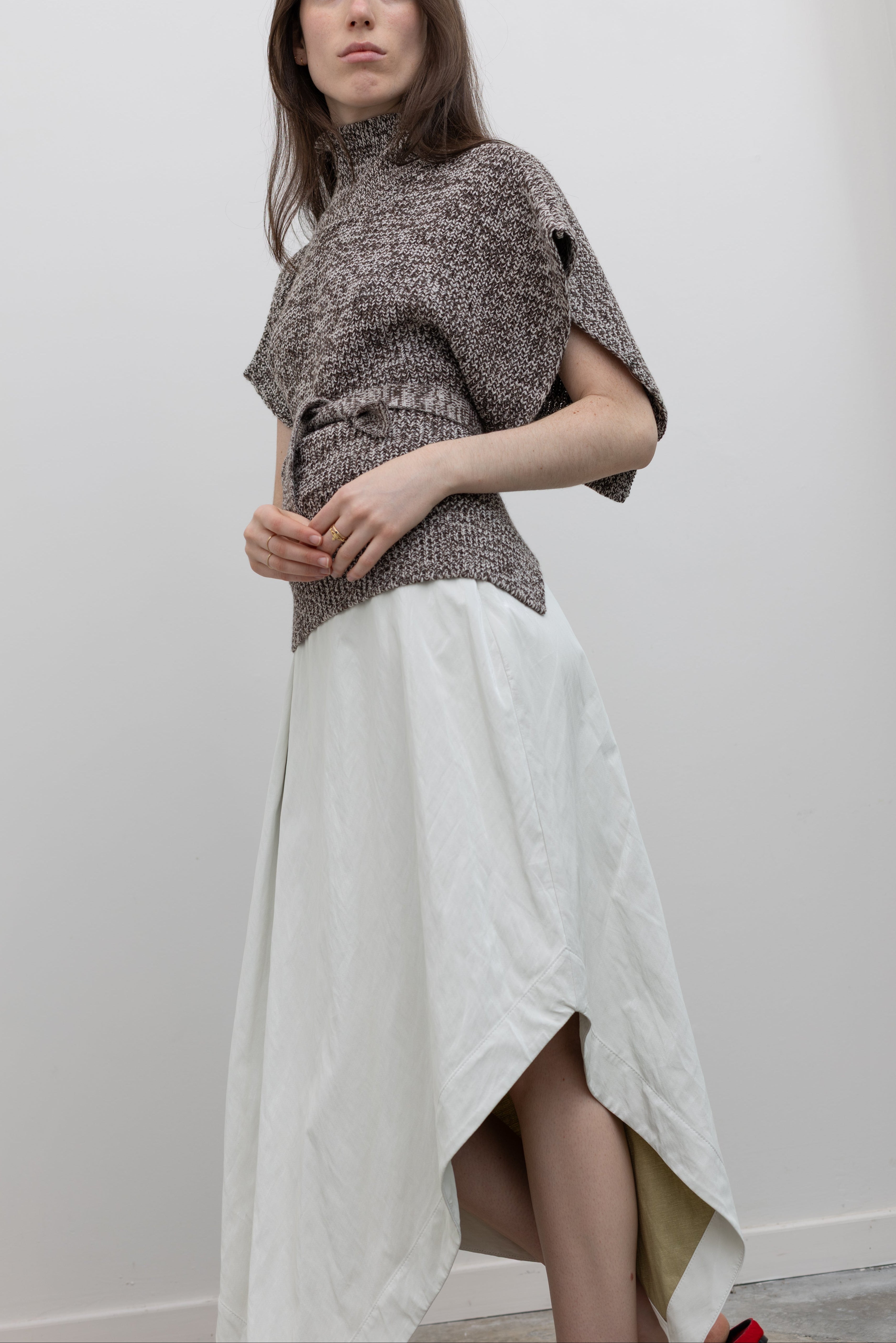 Optic White A Line Asymmetric Skirt