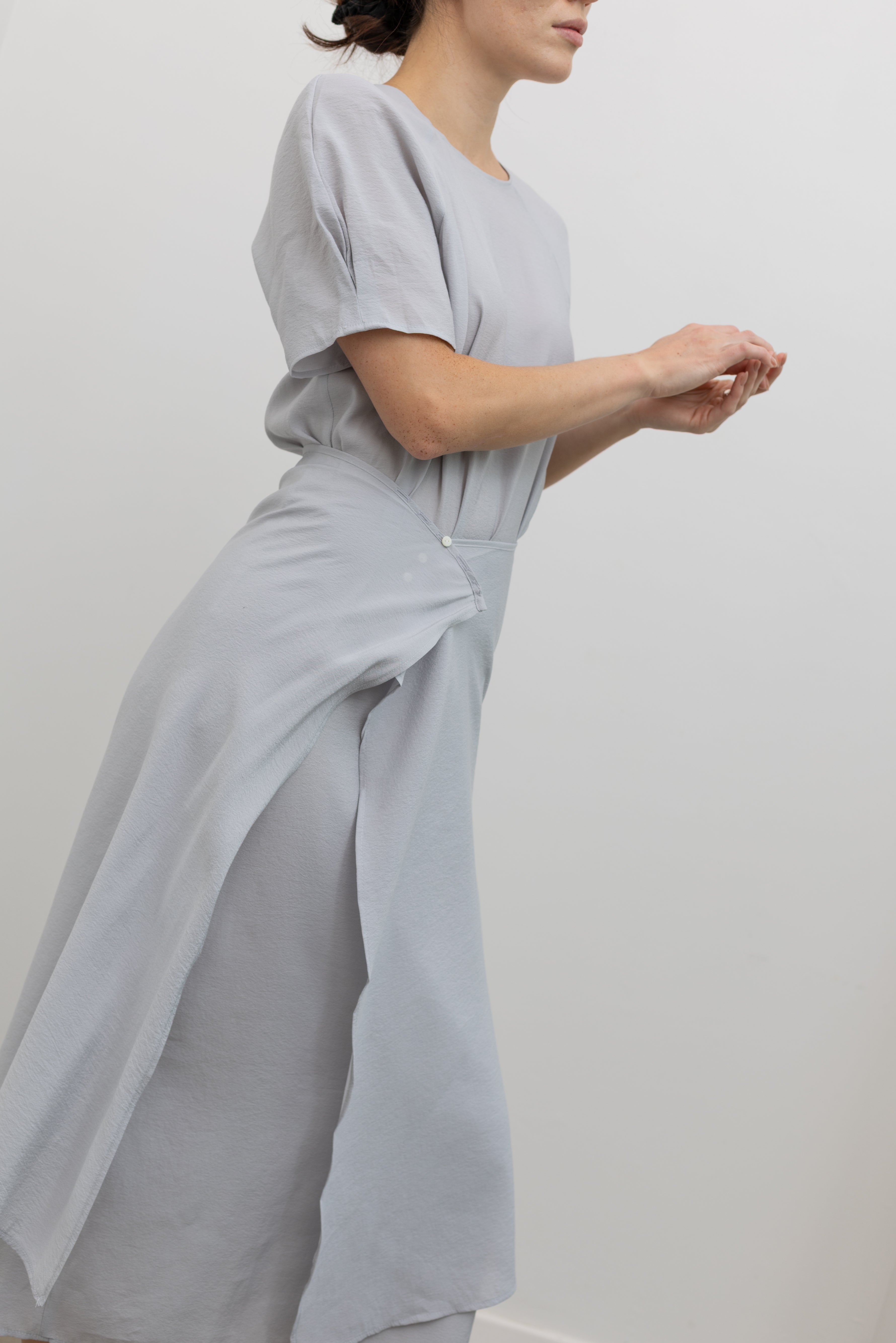 Blue Gray Soft Wrap Dress