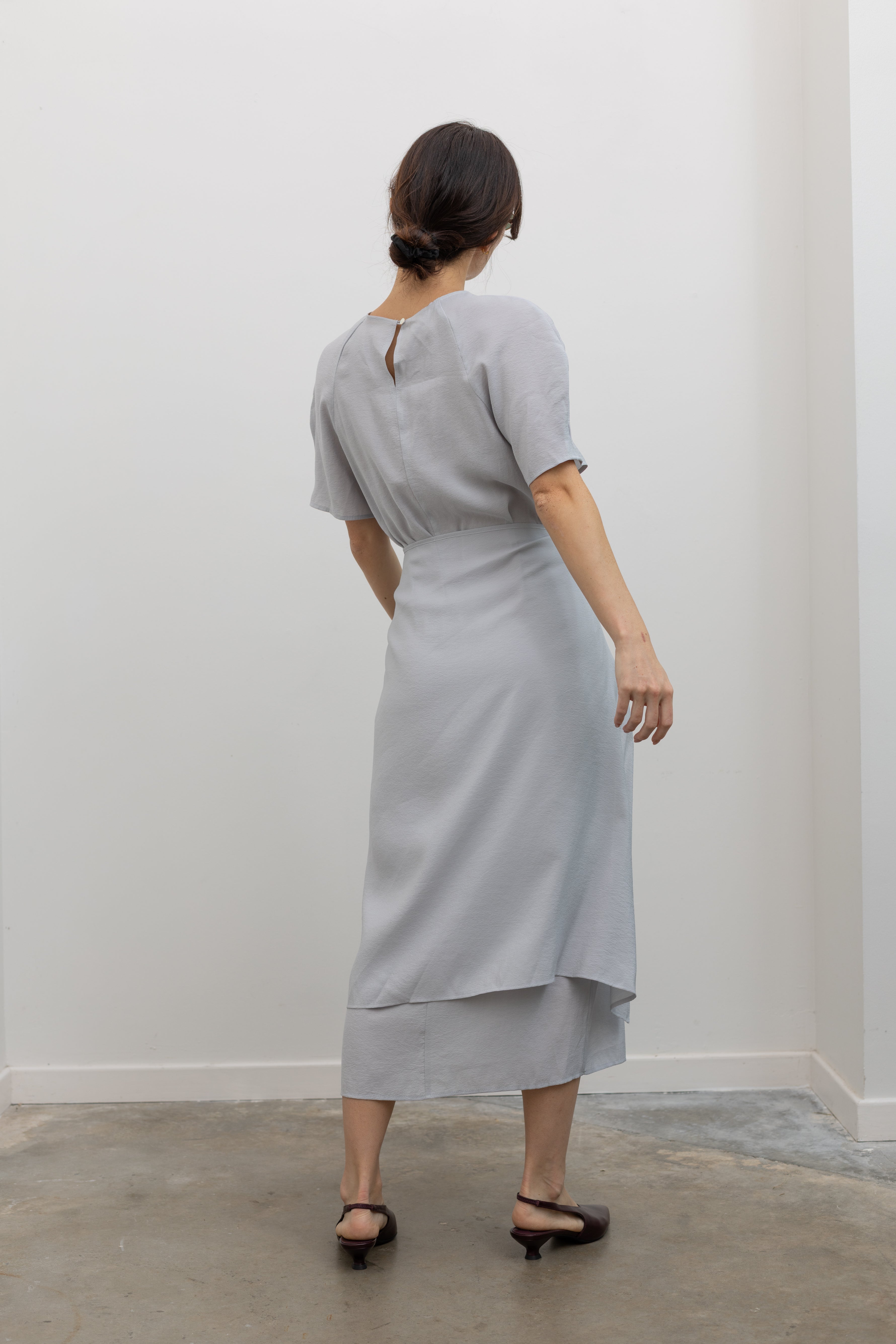 Blue Gray Soft Wrap Dress