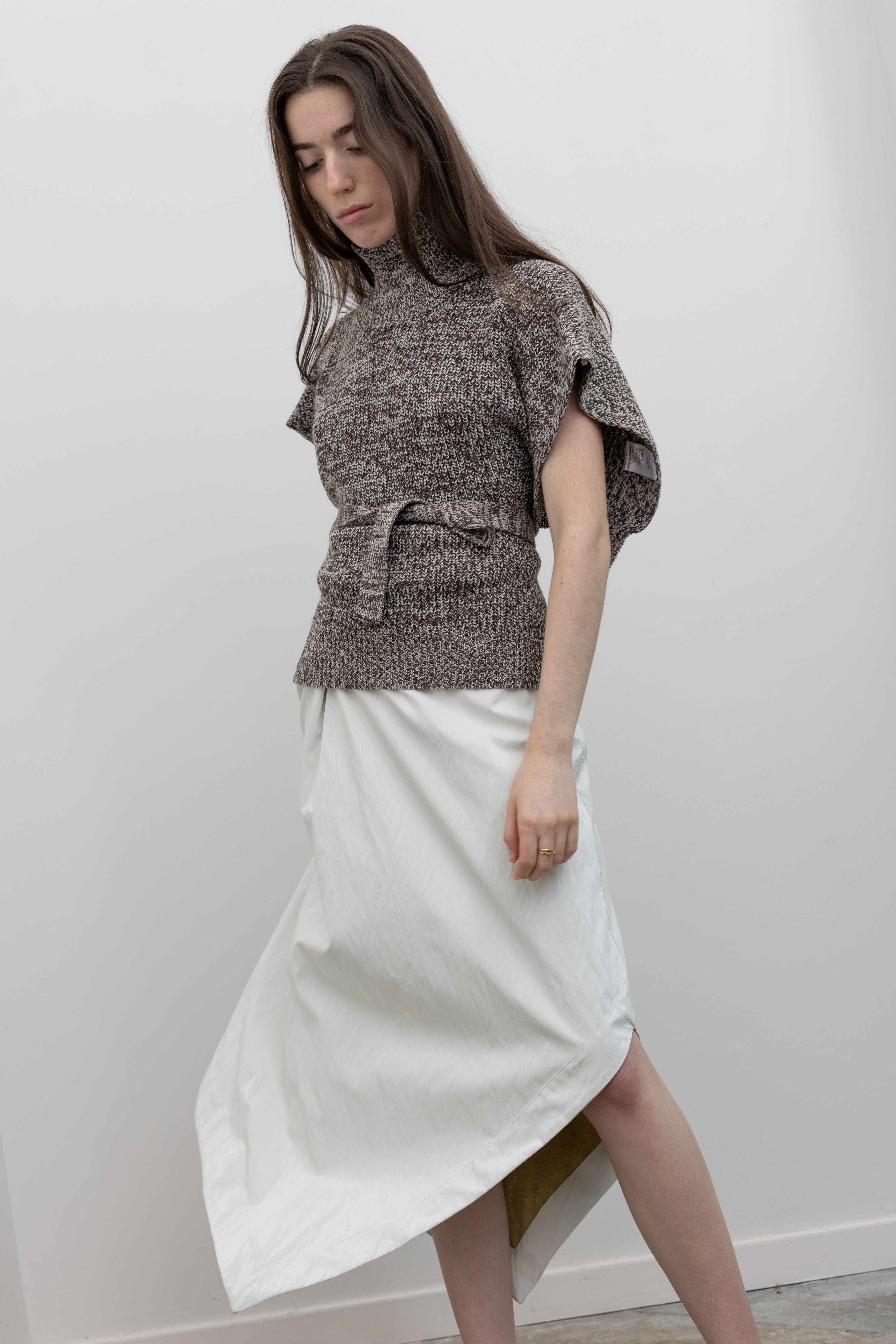 Optic White A Line Asymmetric Skirt