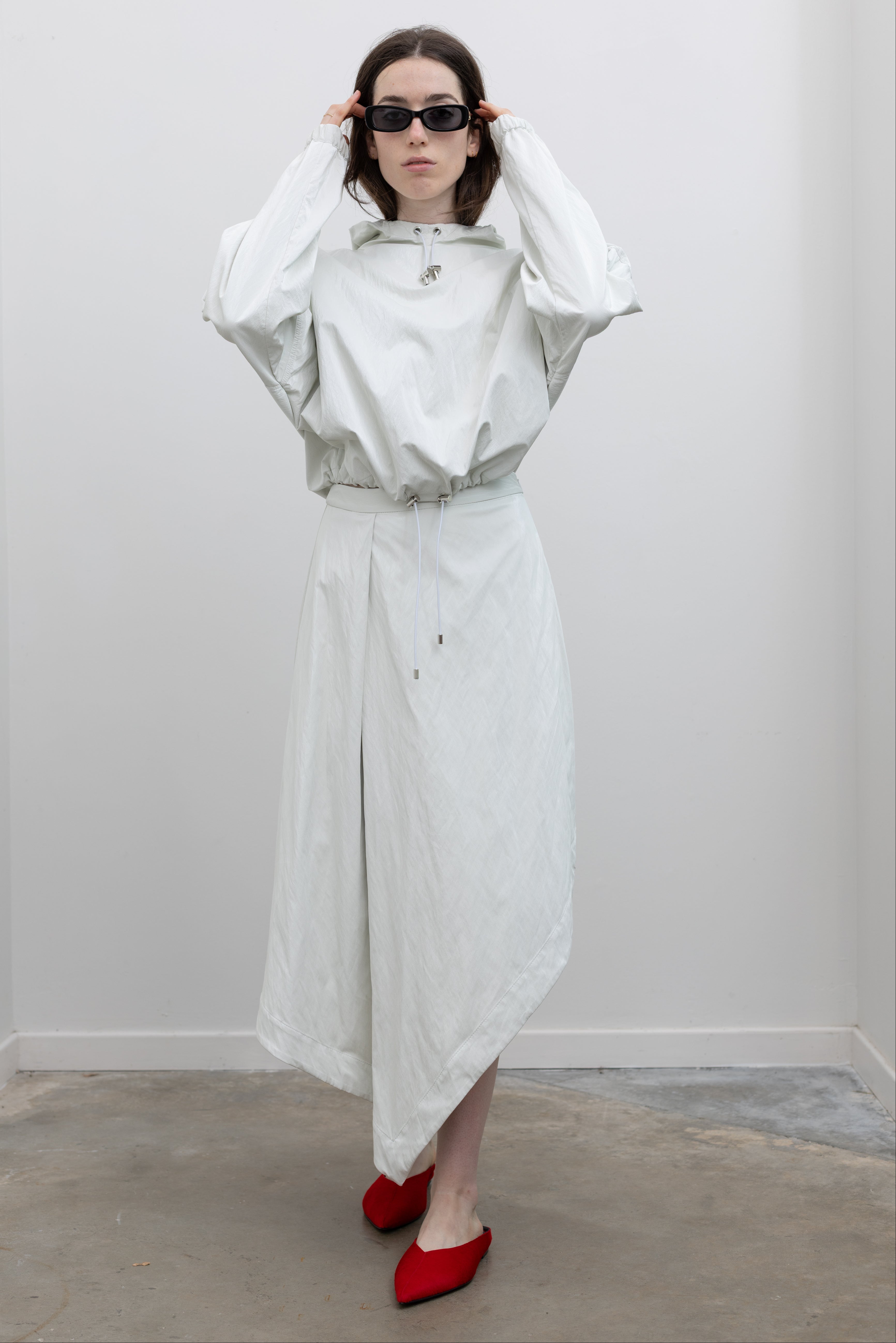 Optic White A Line Asymmetric Skirt