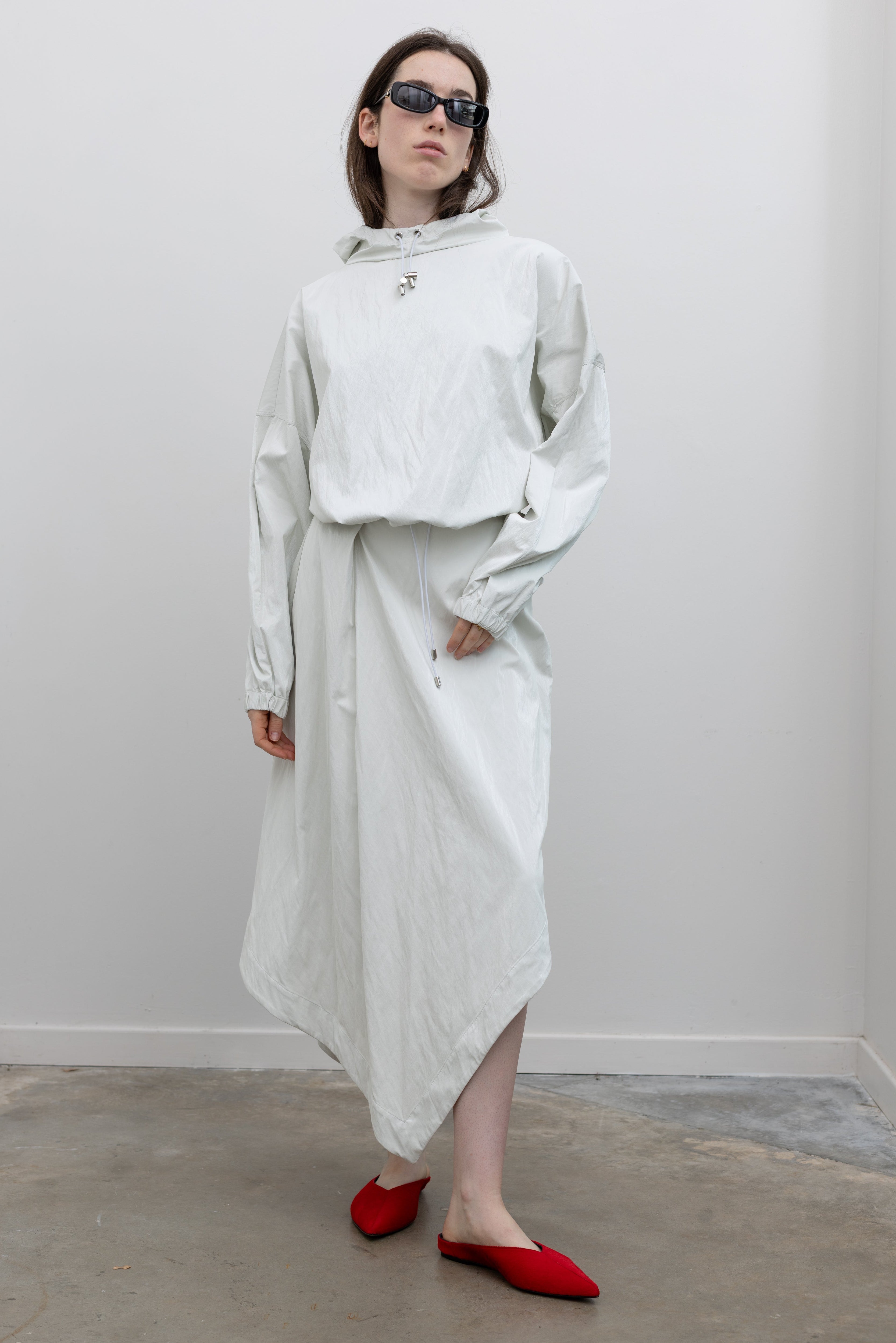 Optic White A Line Asymmetric Skirt