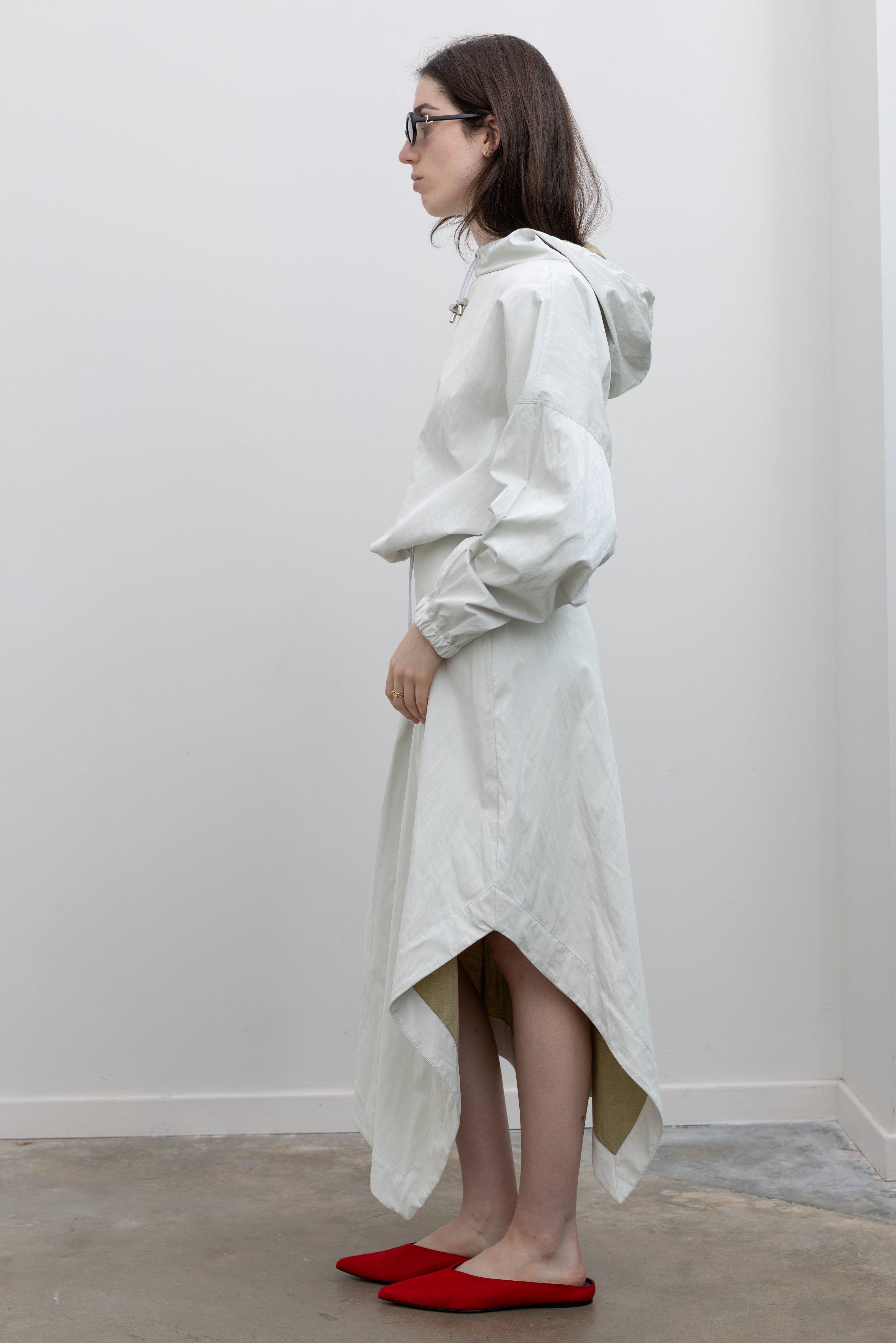 Optic White A Line Asymmetric Skirt