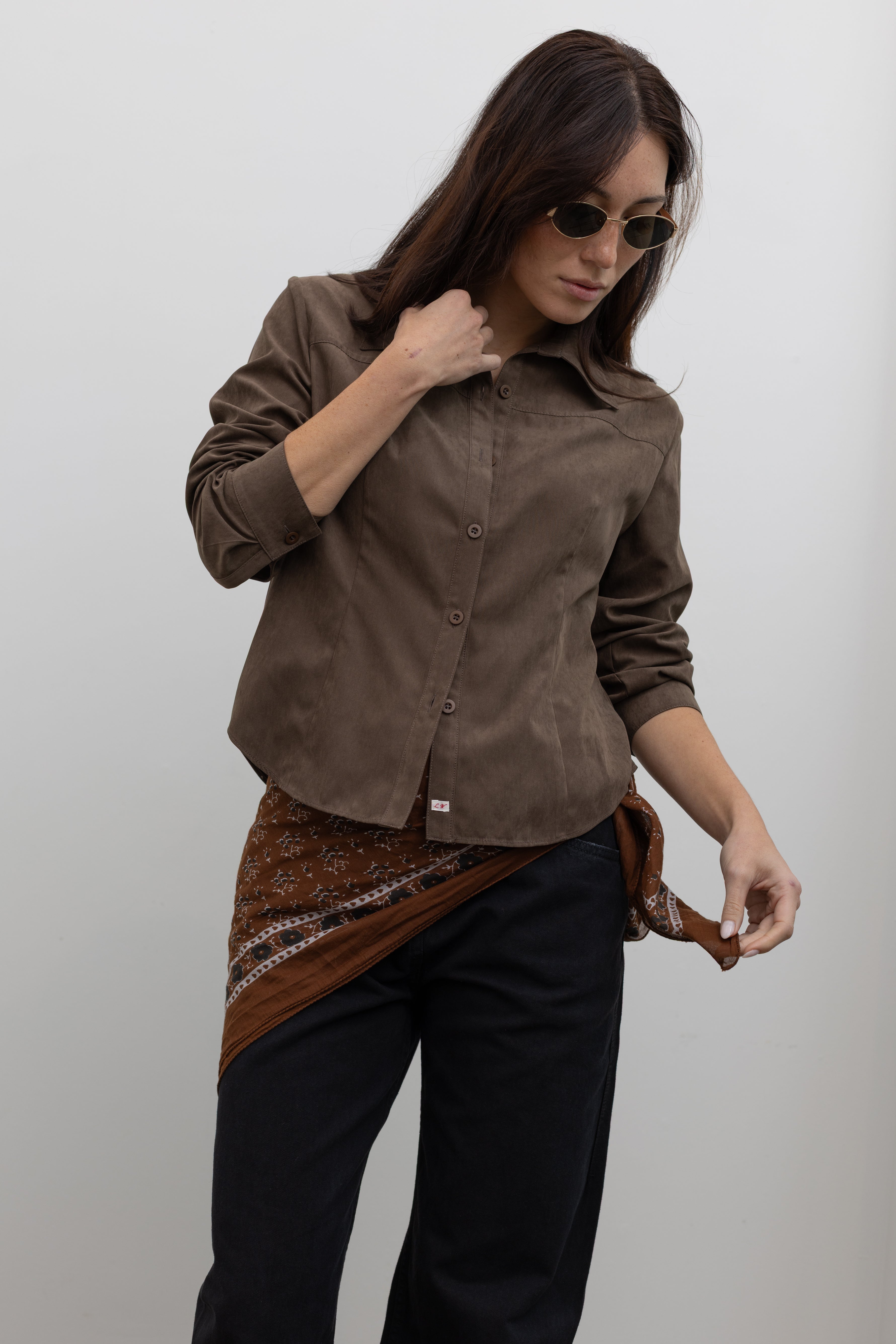 Brown Peached Slim Fitted Shirt