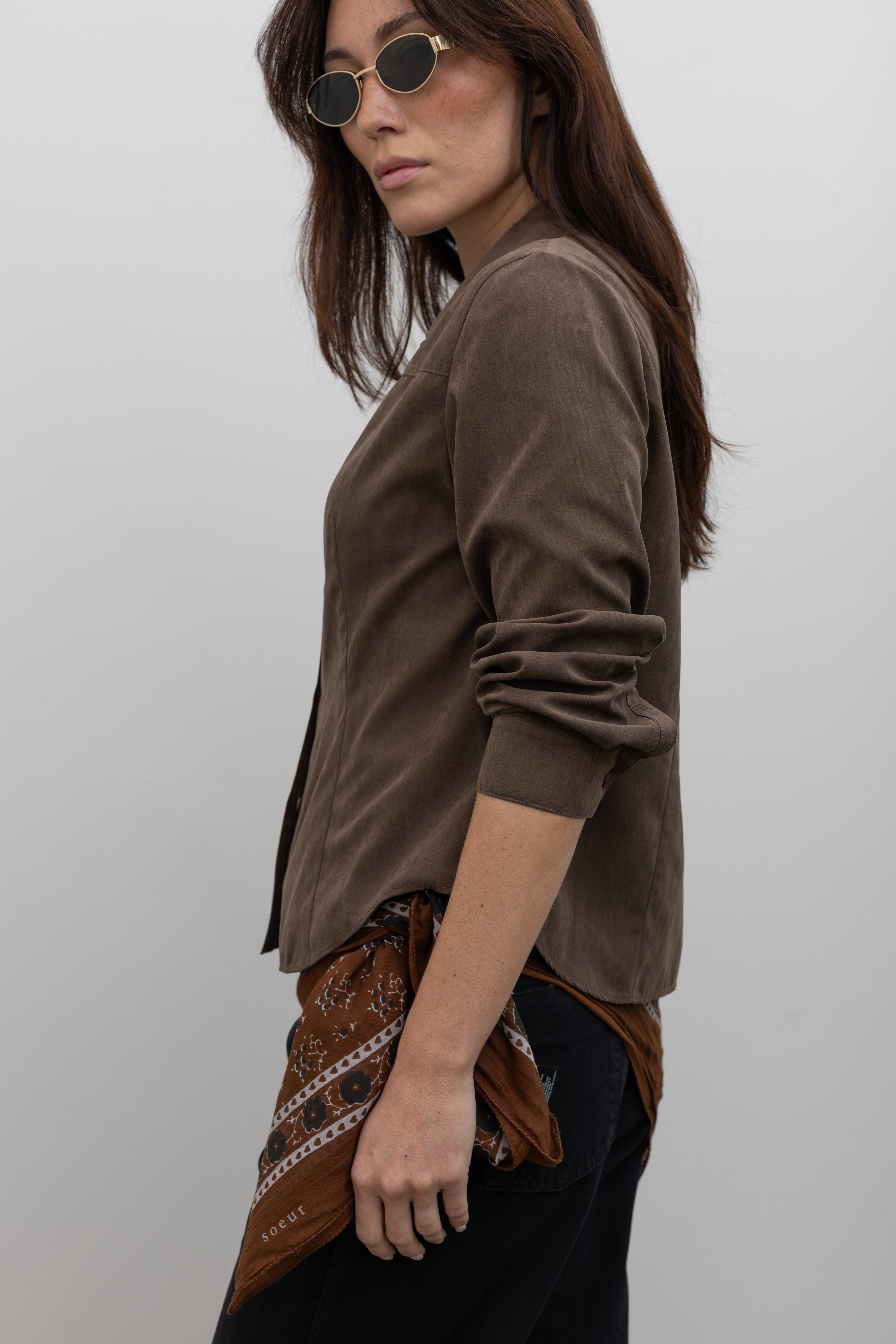 Brown Peached Slim Fitted Shirt