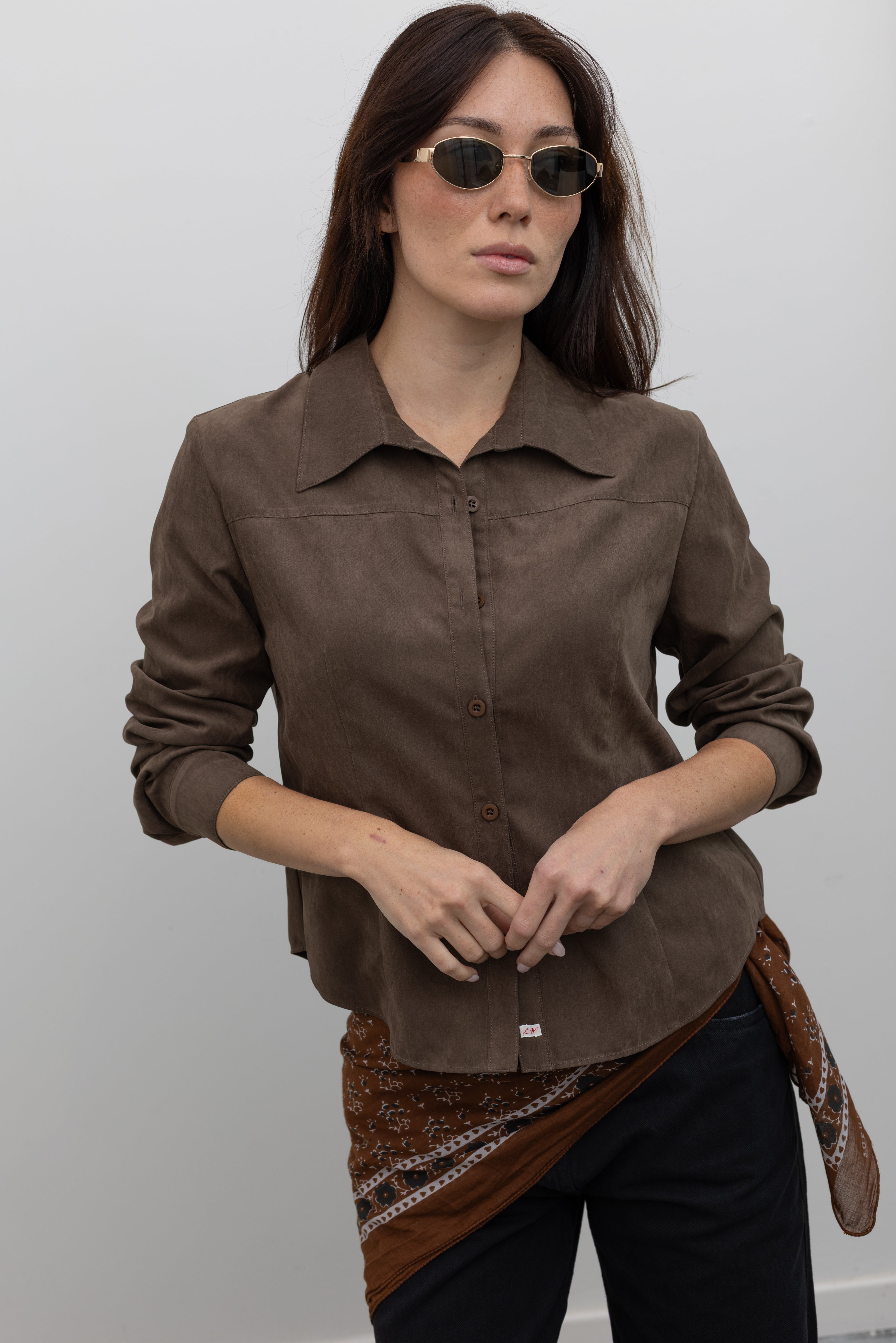 Brown Peached Slim Fitted Shirt