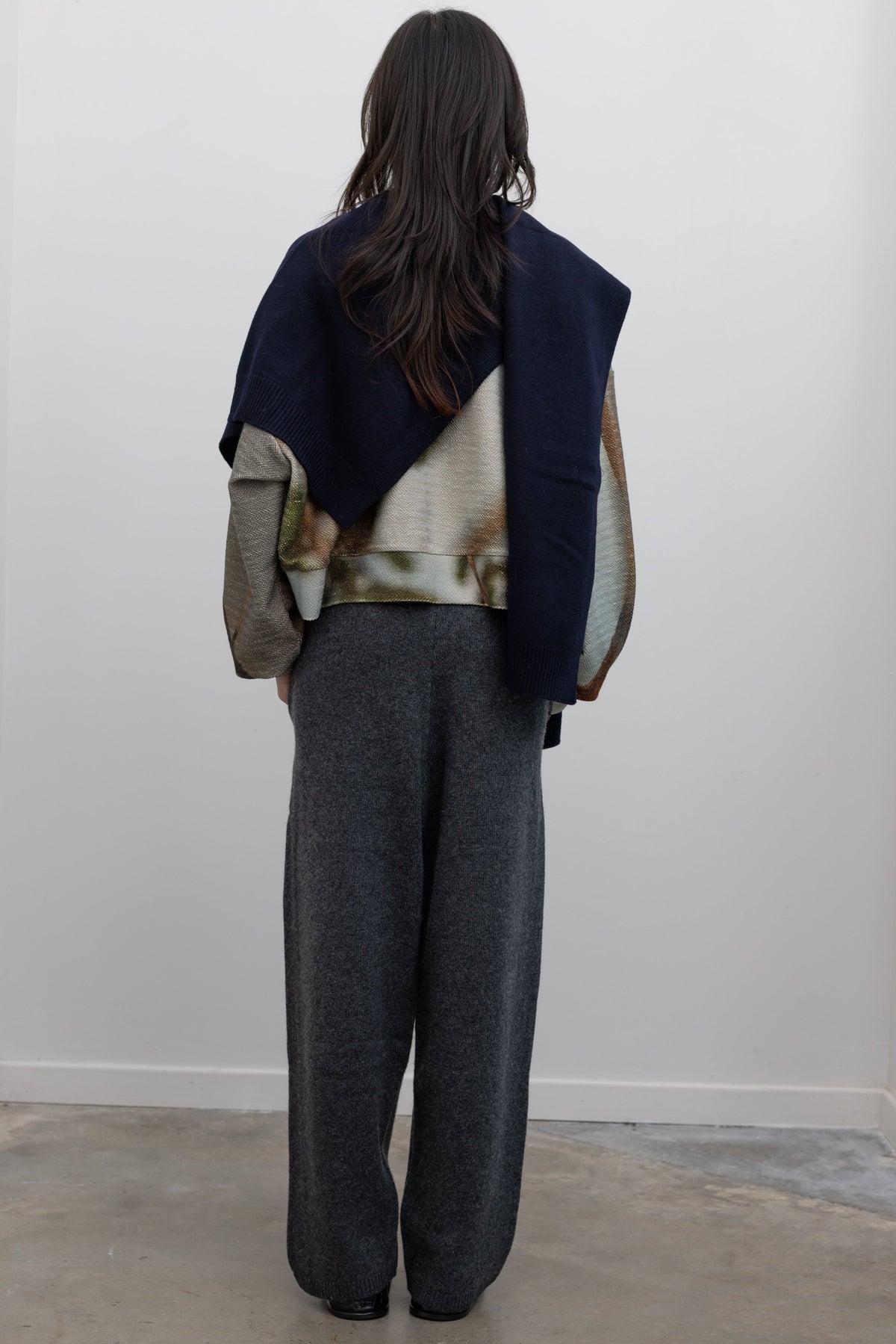 Charcoal Barrel Leg Knit Pants