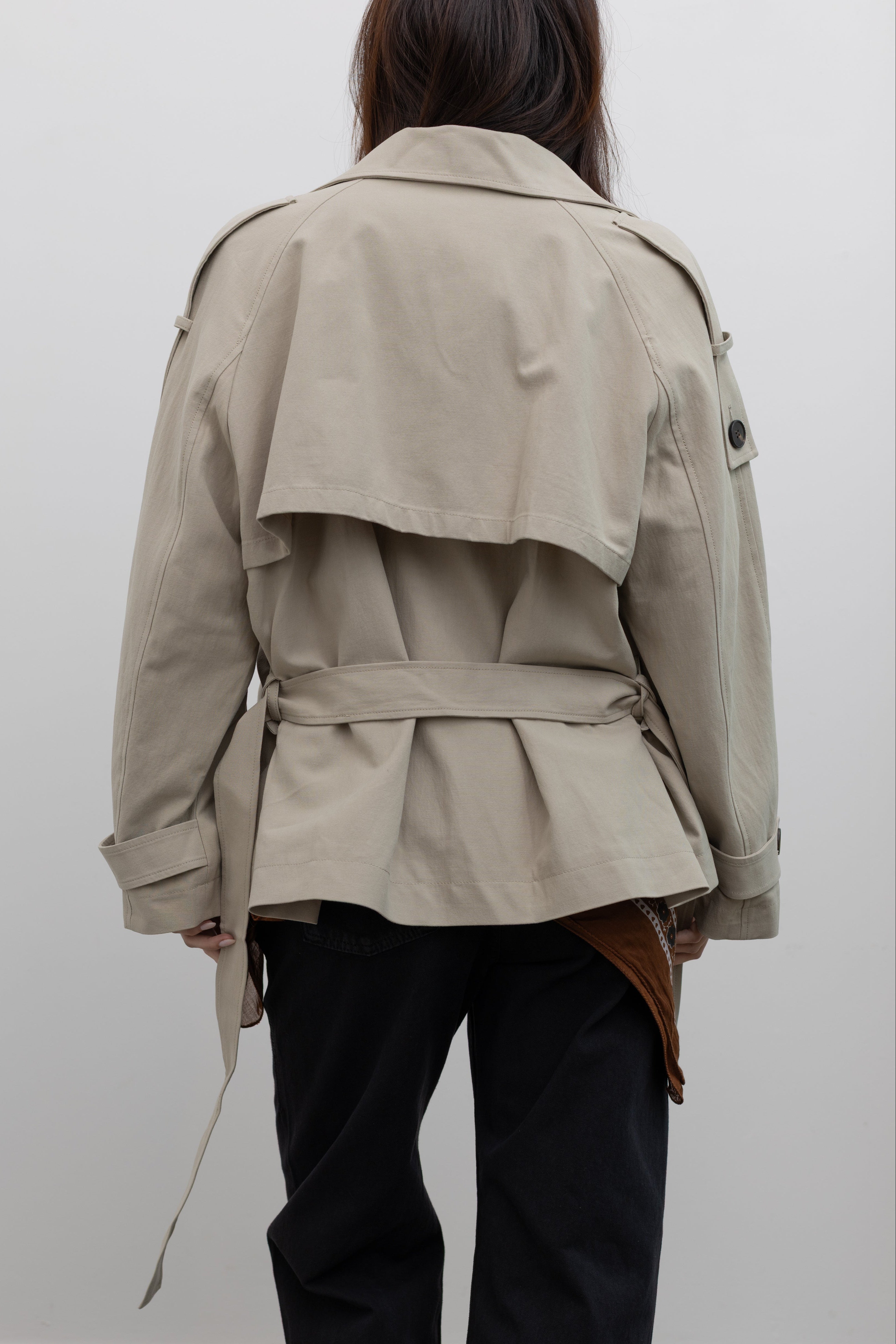 Beige Low Waisted Cotton Field Jacket