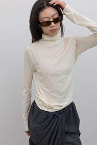 Ivory Roll Neck Jersey Top