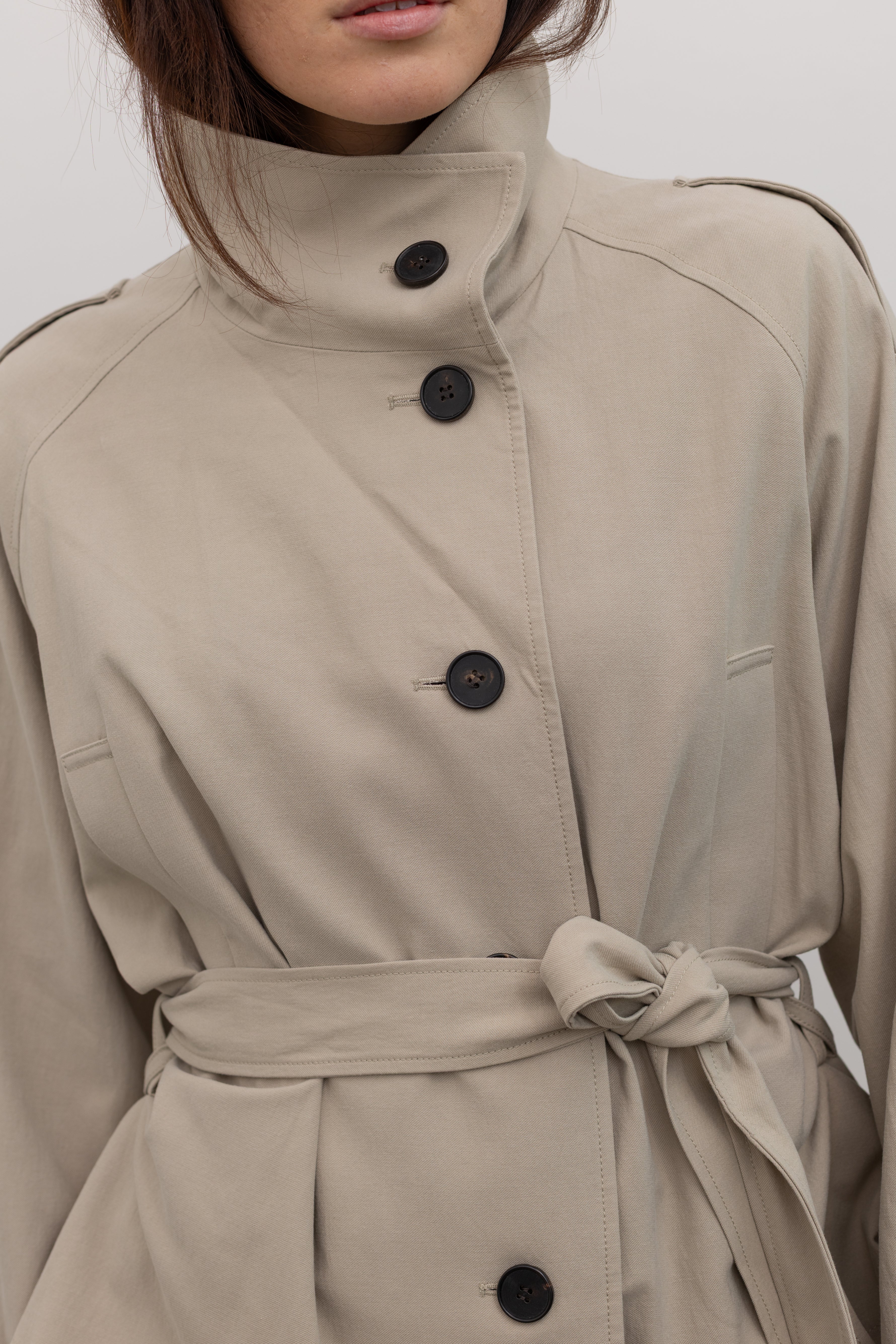 Beige Low Waisted Cotton Field Jacket