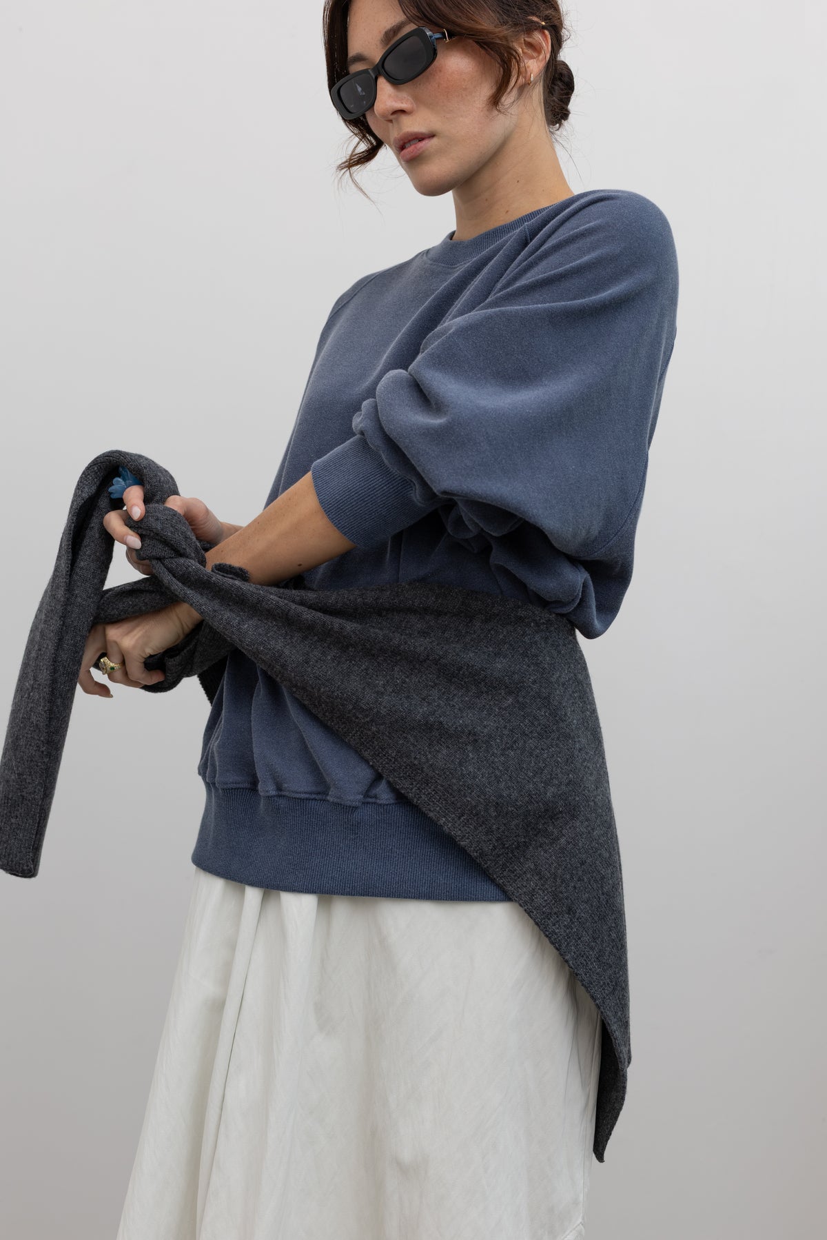 Charcoal Wool Blend Knit Shawl