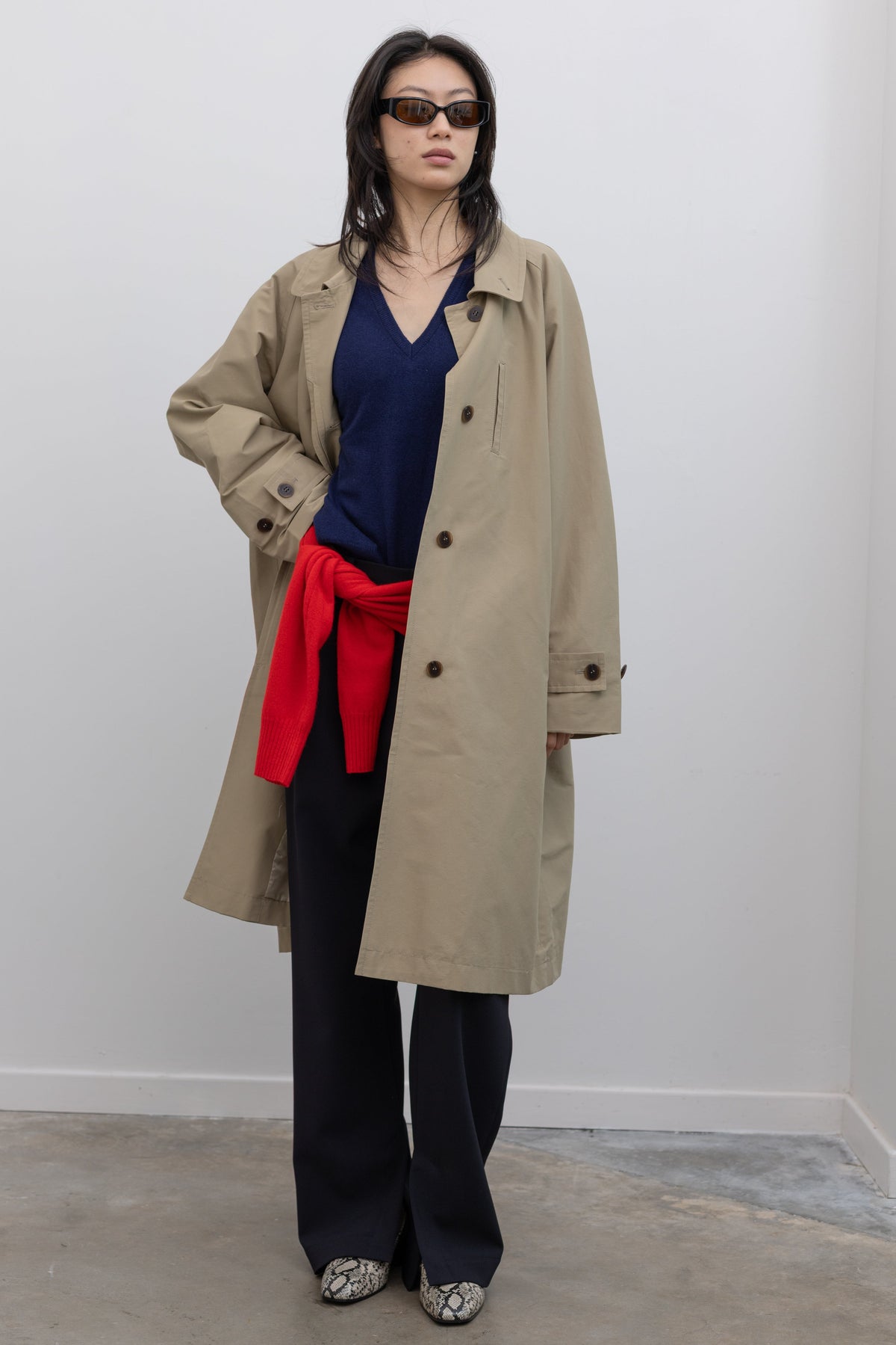 Beige Single-Breasted Trench Coat