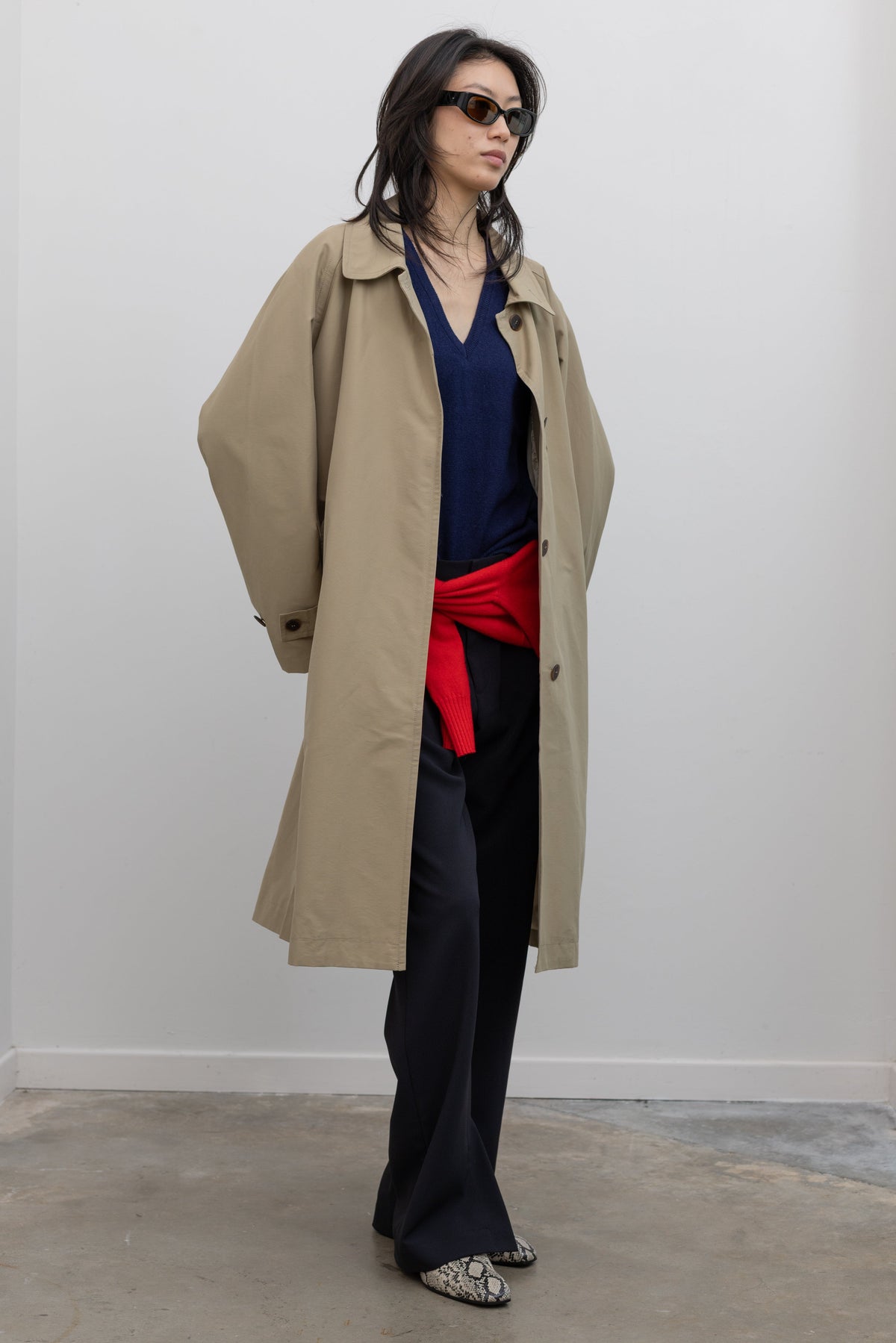 Beige Single-Breasted Trench Coat