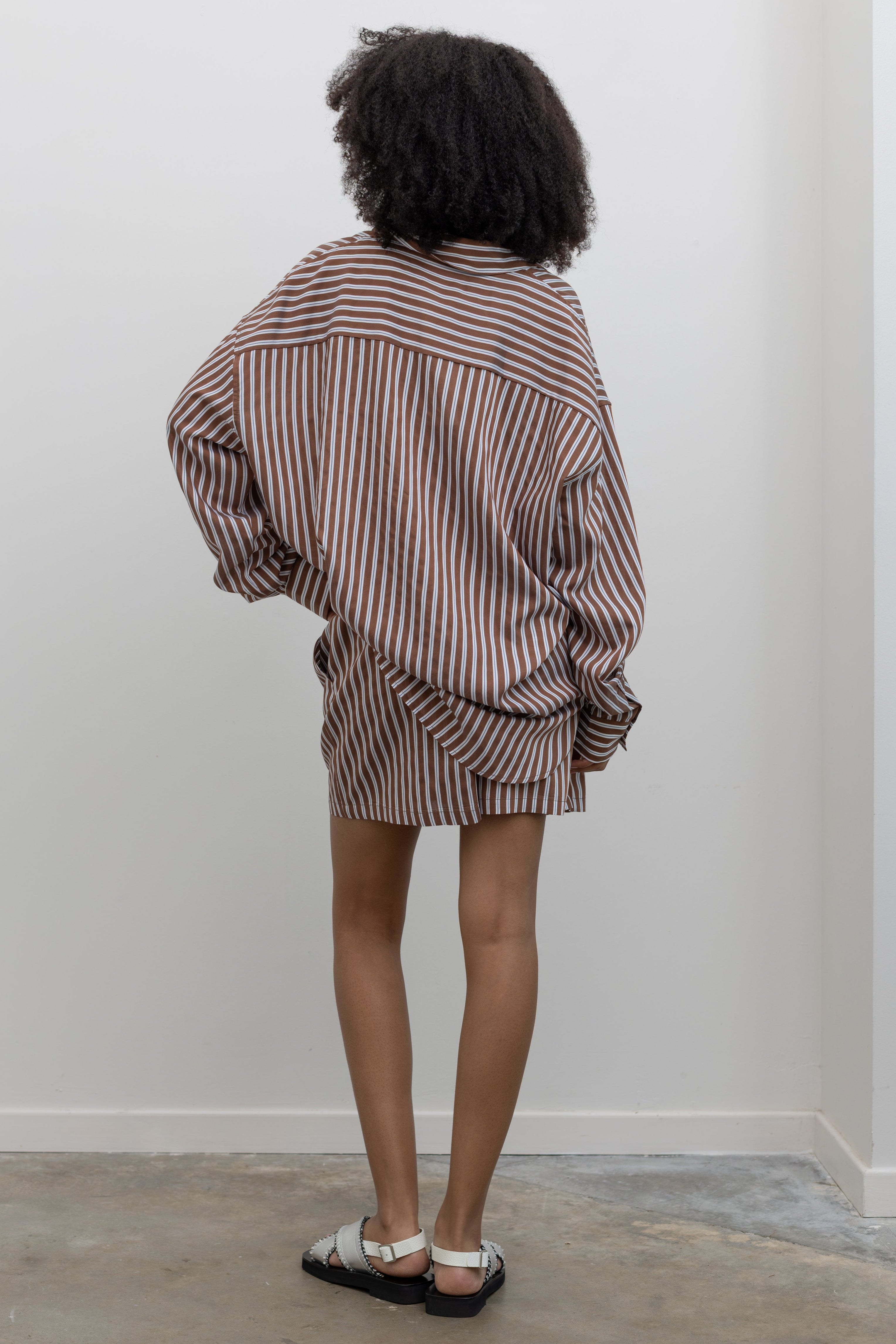 Brown Stripe Oversized Shirt