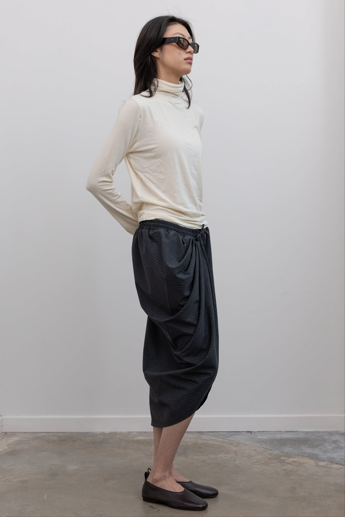 Charcoal Asymmetric Draped Skirt