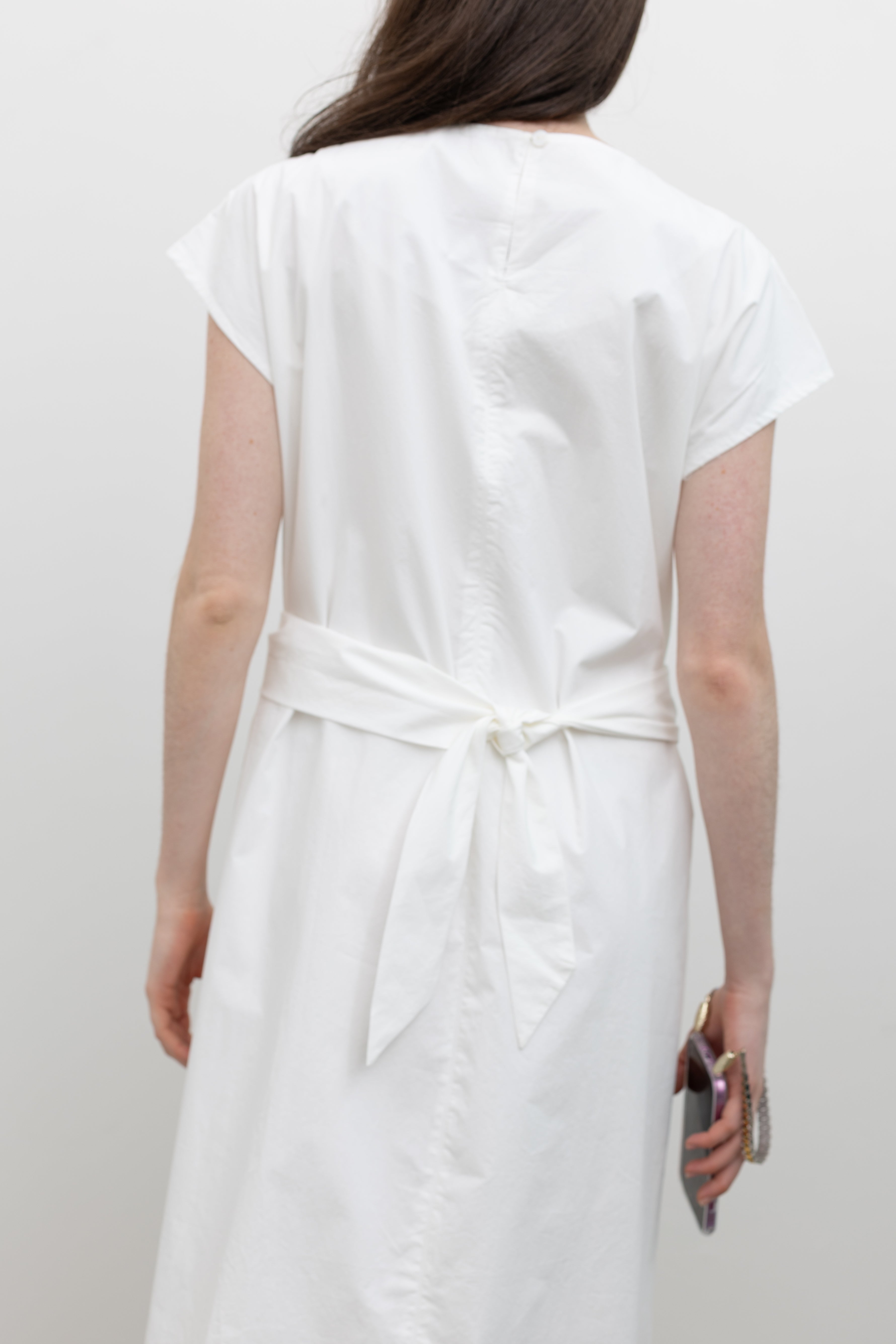 White Wrap Tie Midi Dress