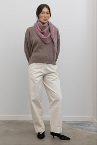 Ivory Cotton Barrel Leg Pants