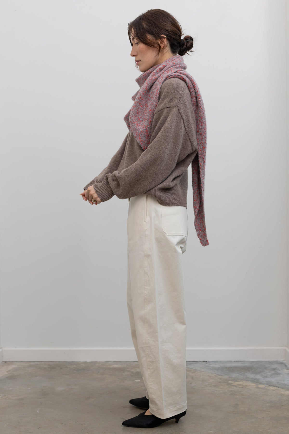 Ivory Cotton Barrel Leg Pants