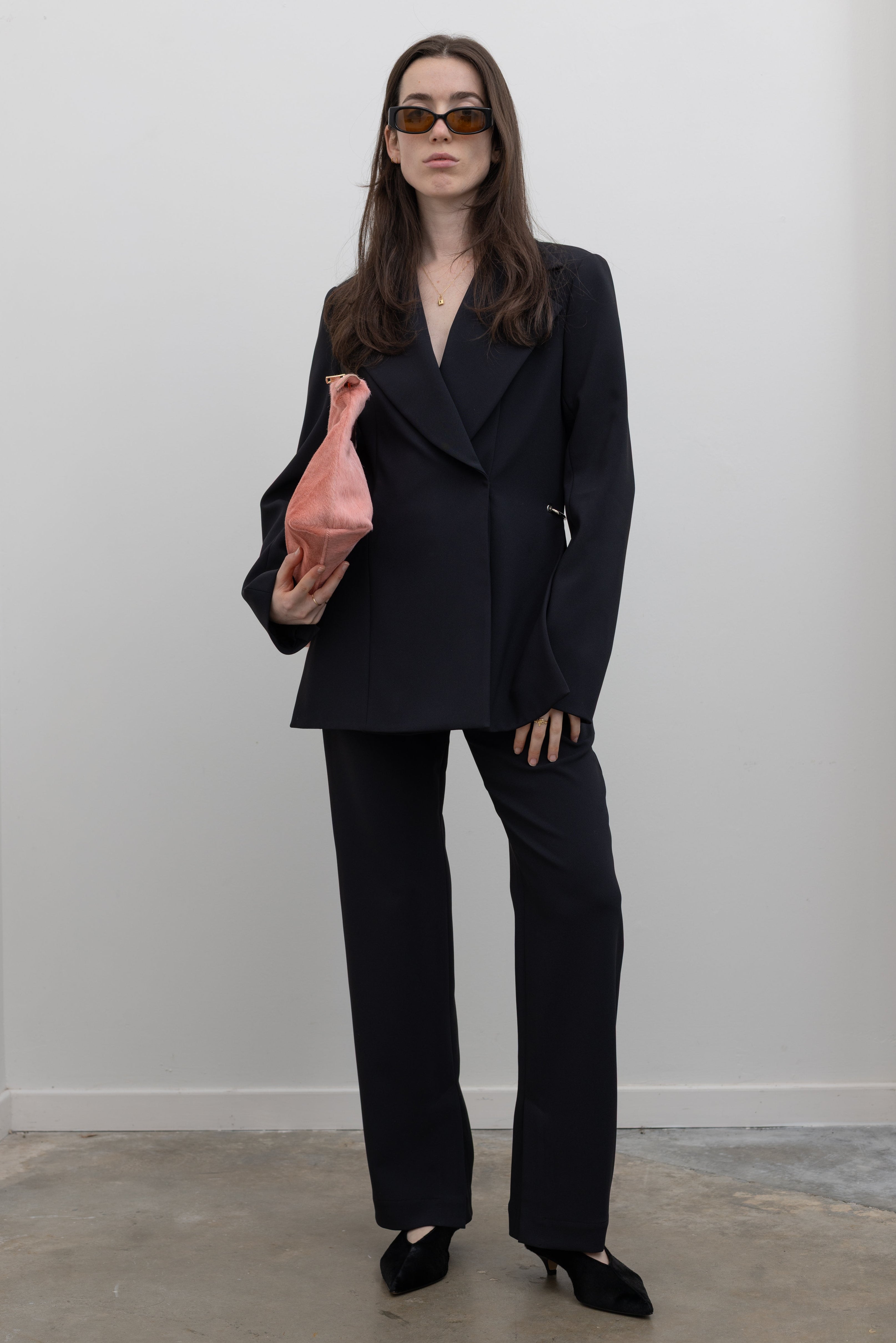 Black Crepe Slit Hem Trouser