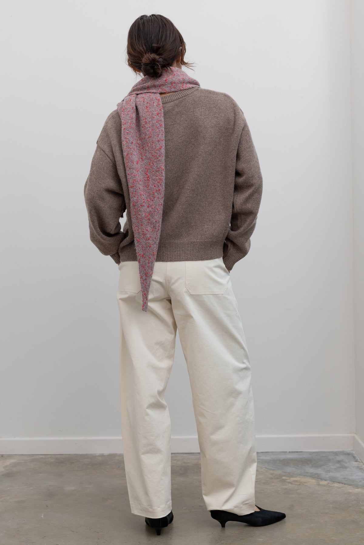 Ivory Cotton Barrel Leg Pants