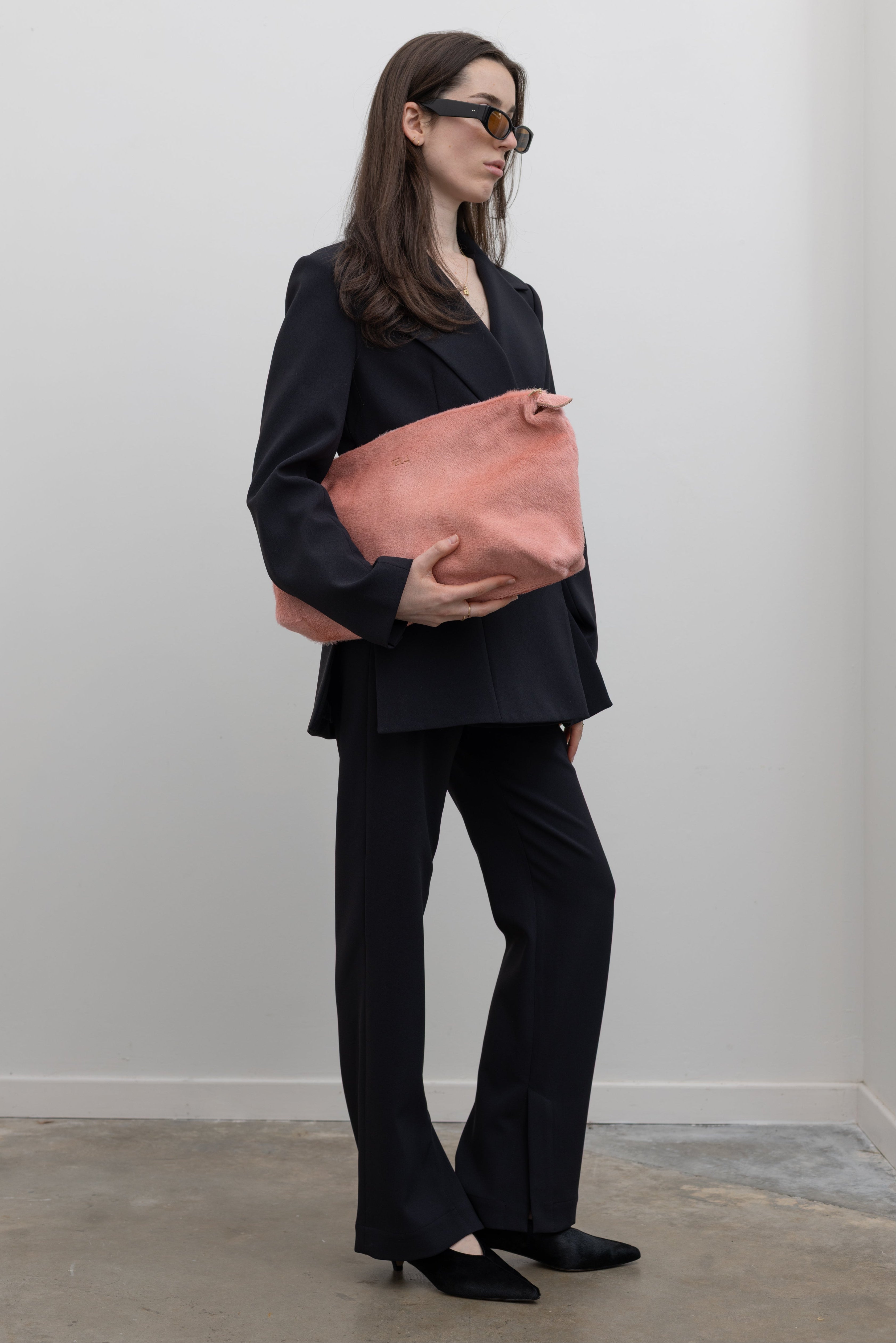 Black Crepe Slit Hem Trouser