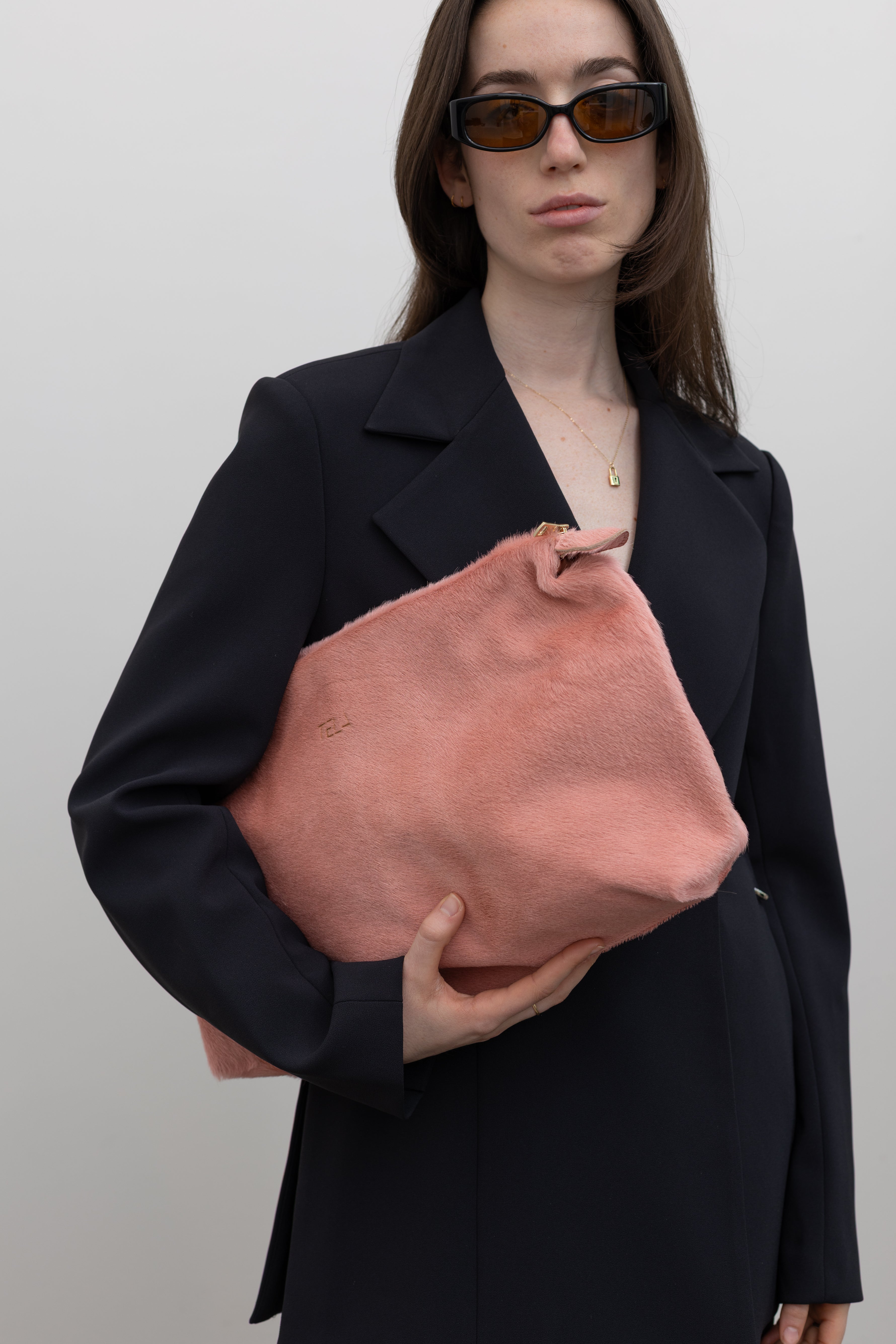 Kaori Dusty Pink Pony Hair Clutch