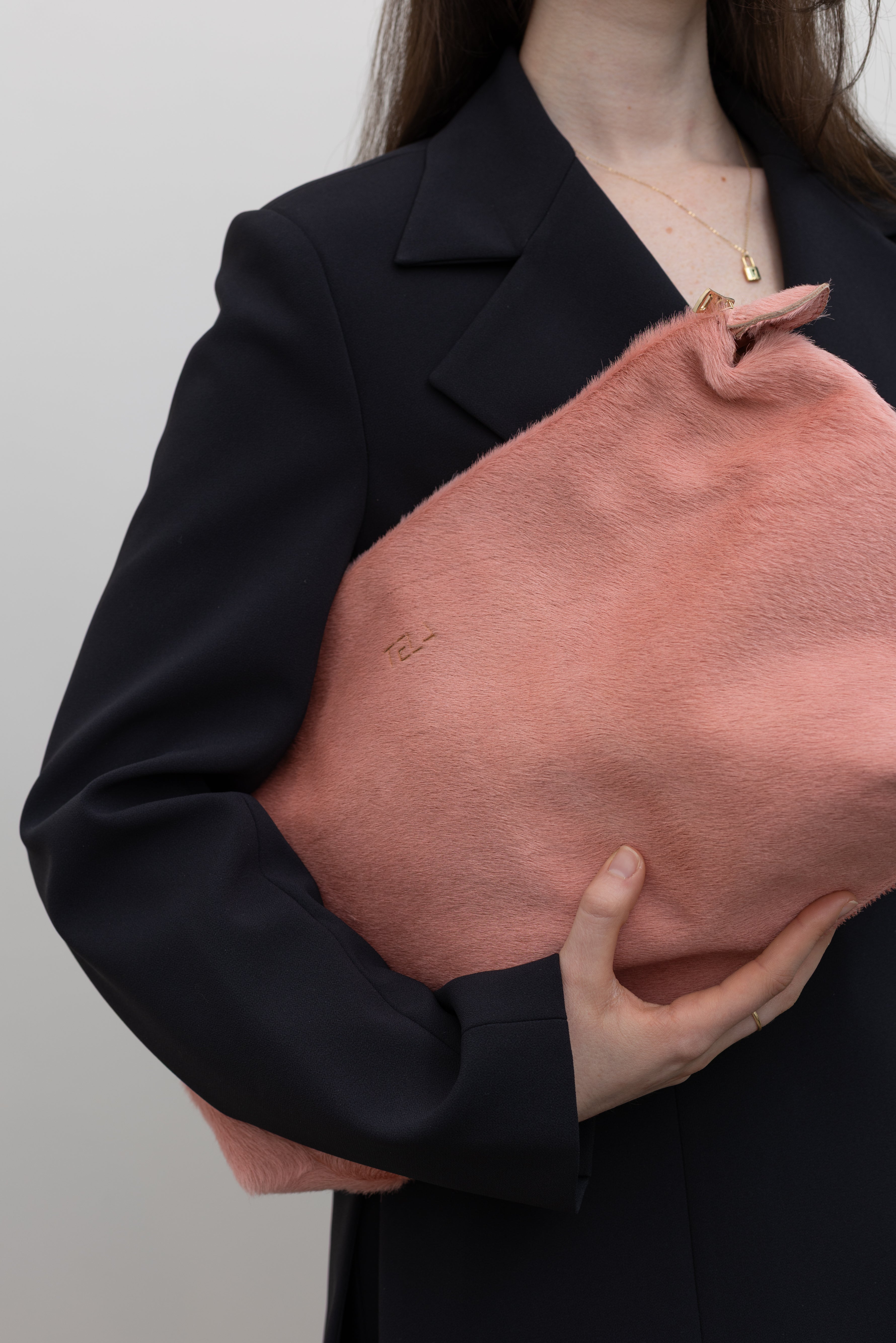 Kaori Dusty Pink Pony Hair Clutch