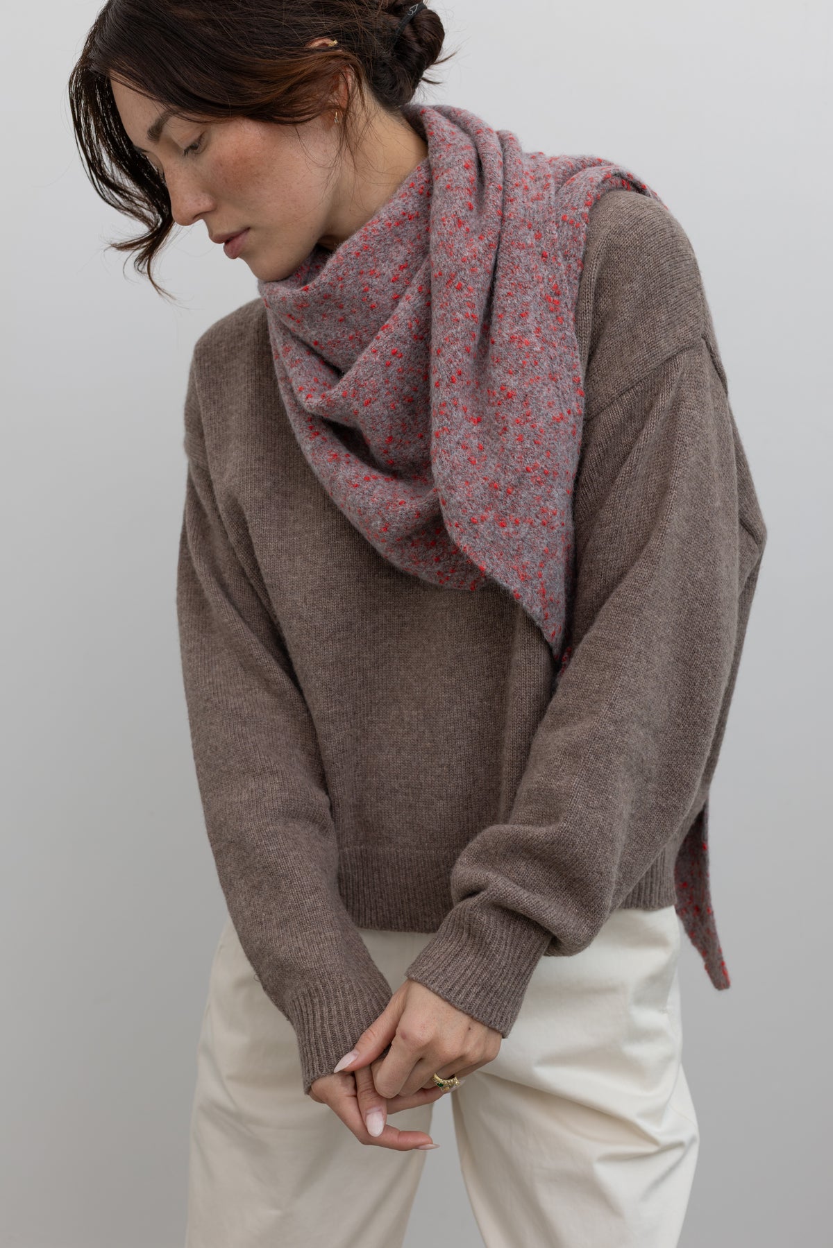 Dark Beige Oversized Crew Neck Sweater