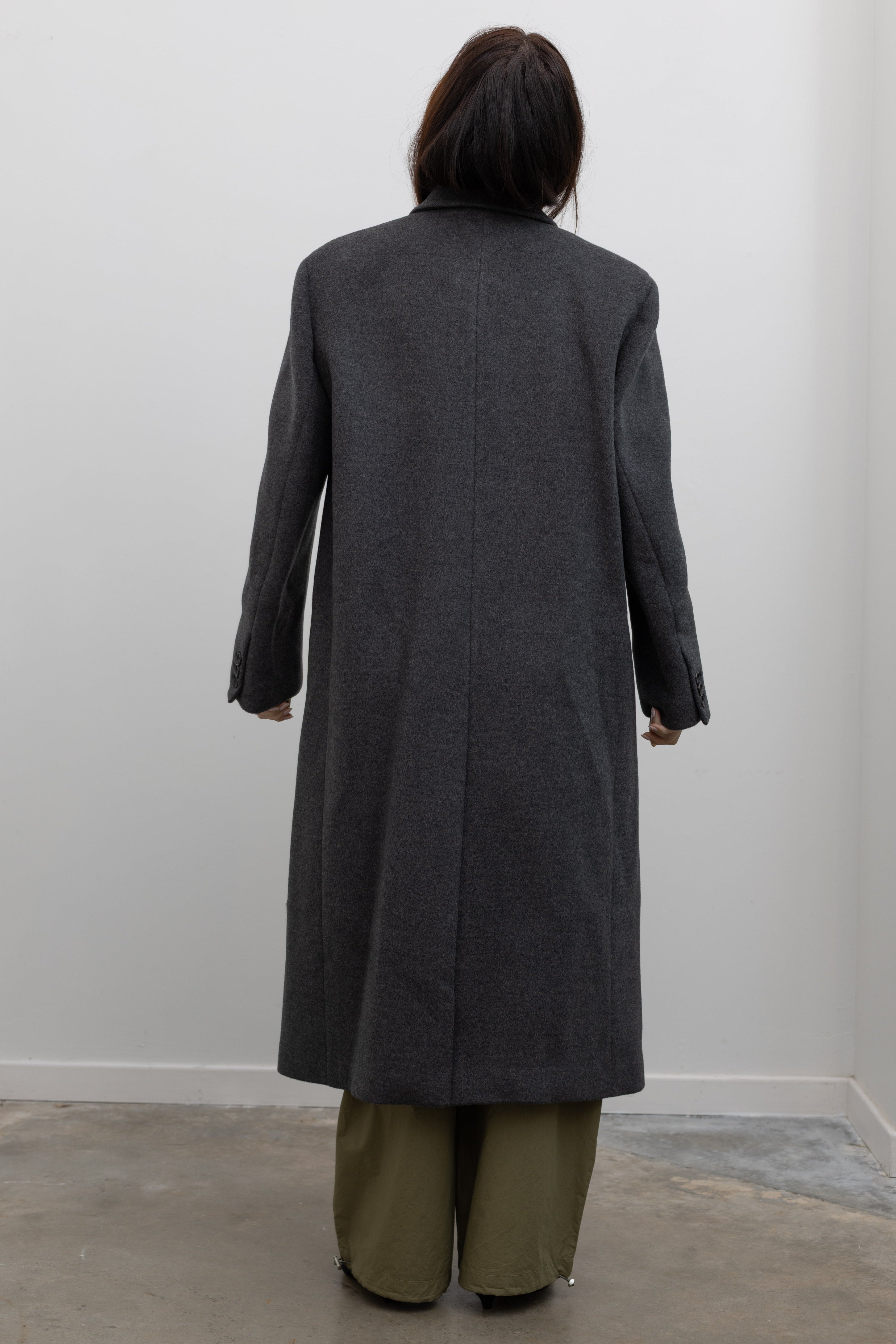 Gray Cashmere Blend Double Long Coat