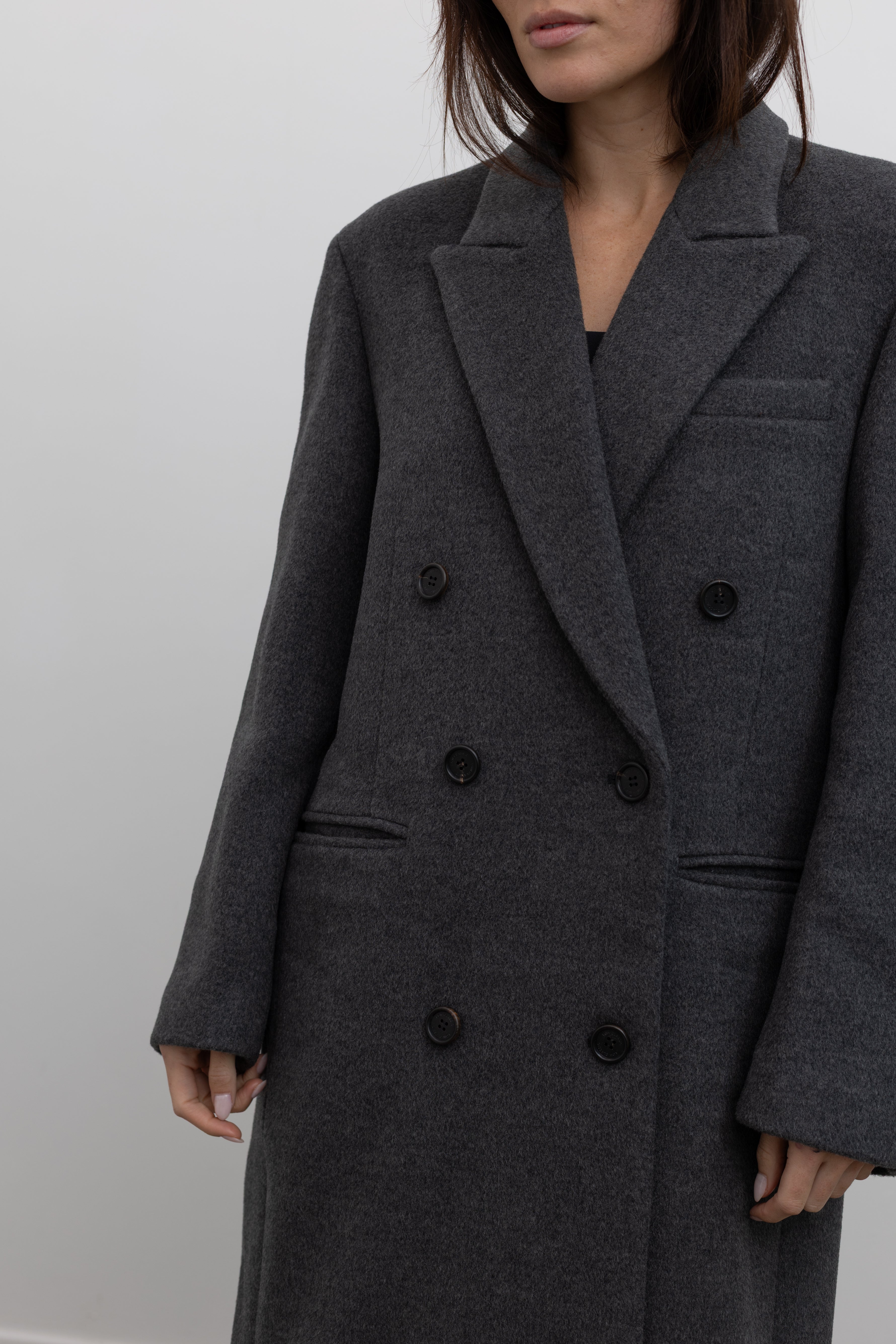 Gray Cashmere Blend Double Long Coat