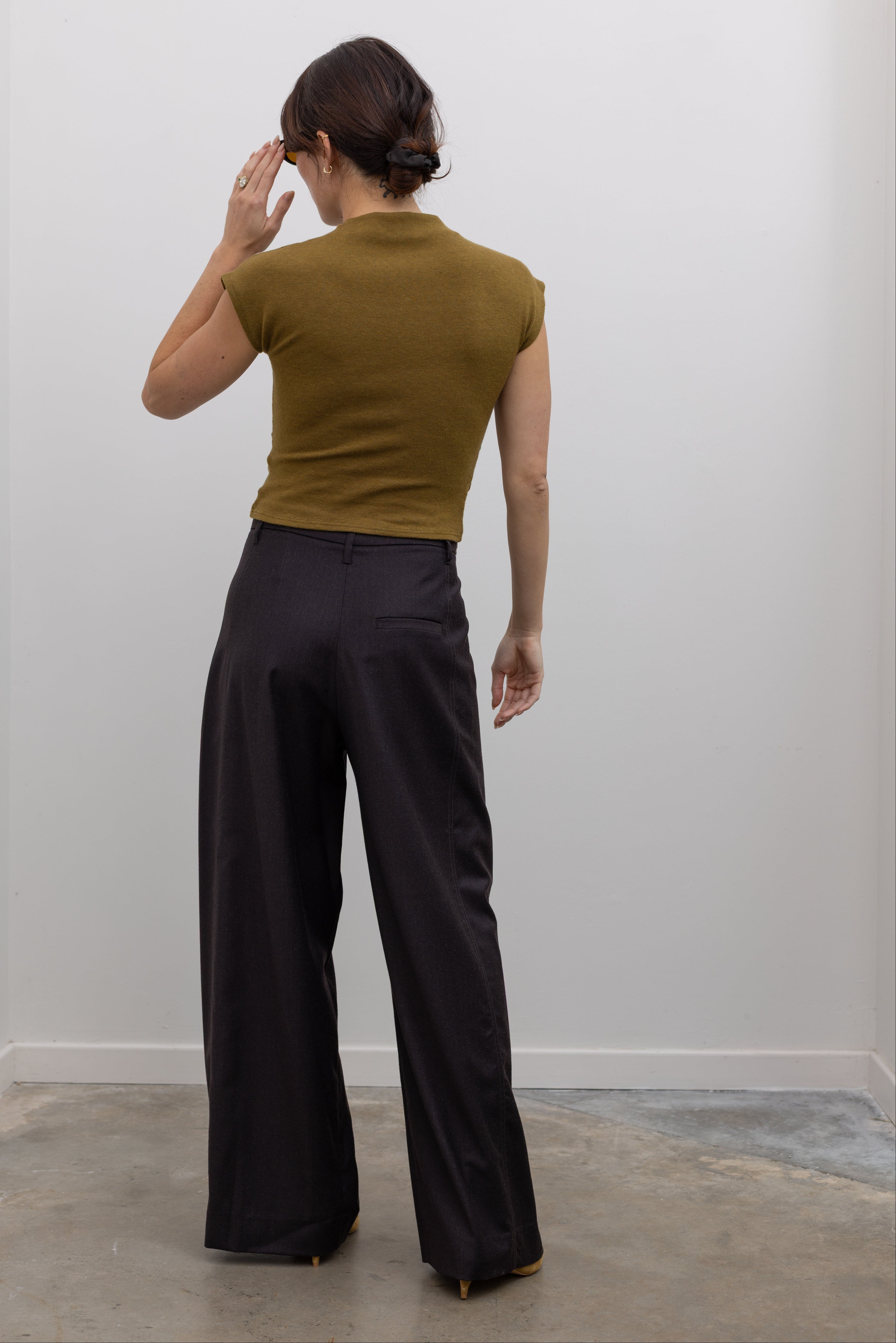 Remi Mock Neck Fitted Knit Top - Olive
