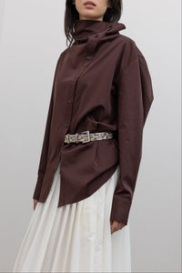 Brown Asymmetric Cotton Shirt