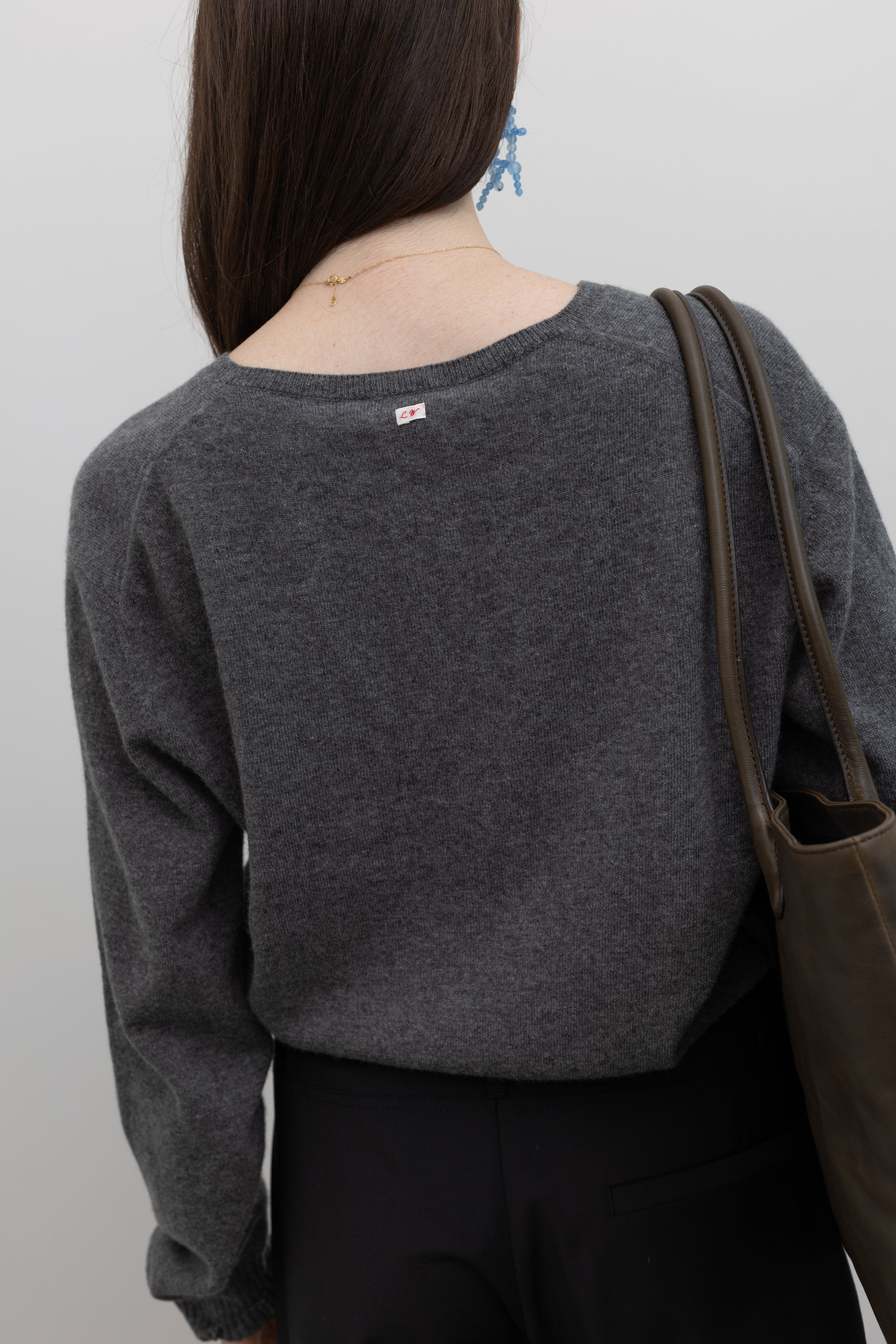Charcoal Crop Wool Cardigan