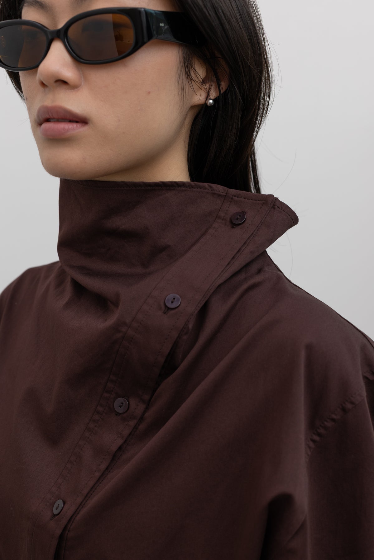 Brown Asymmetric Cotton Shirt