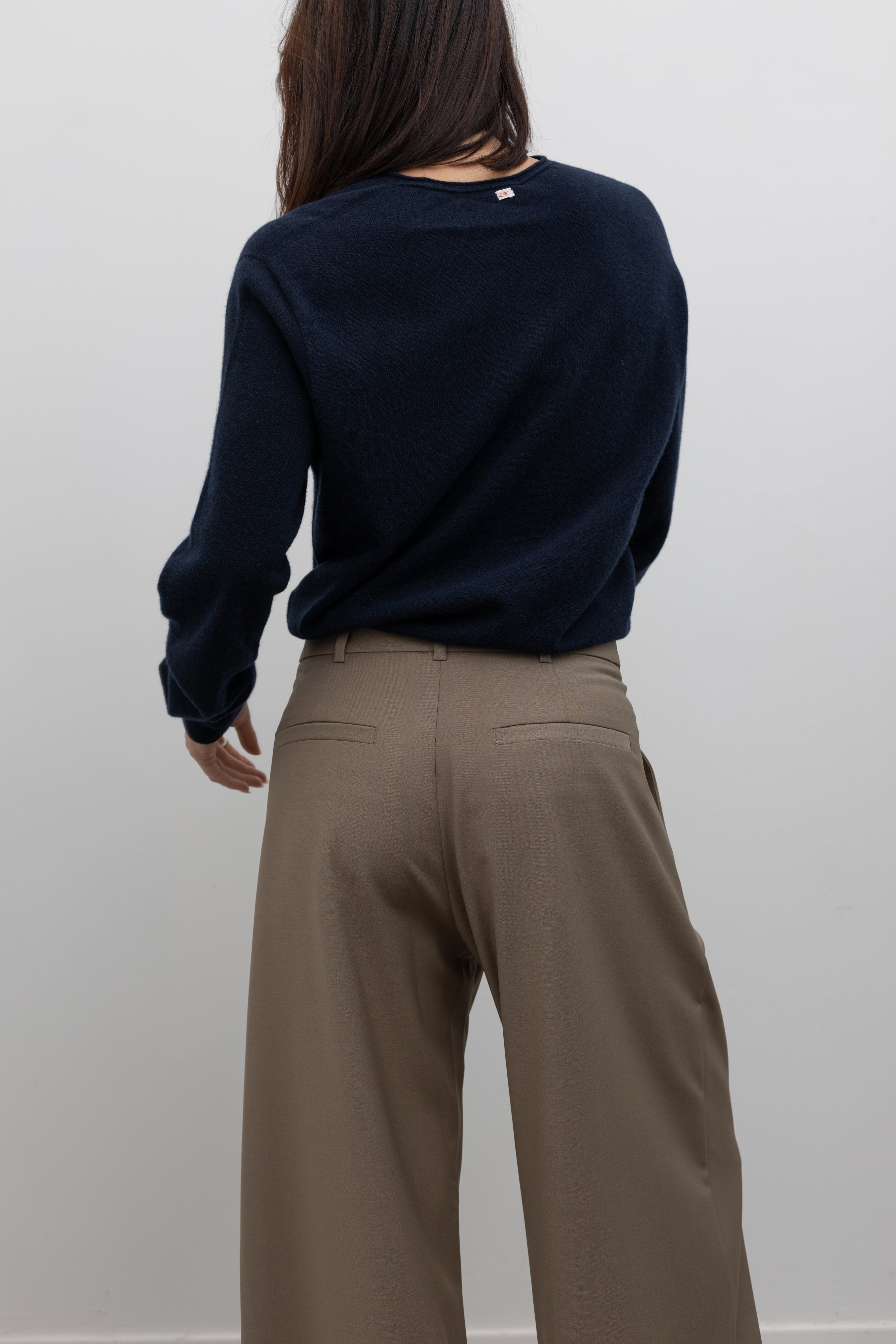 Navy Cashmere Blend V-Neck Knit Sweater