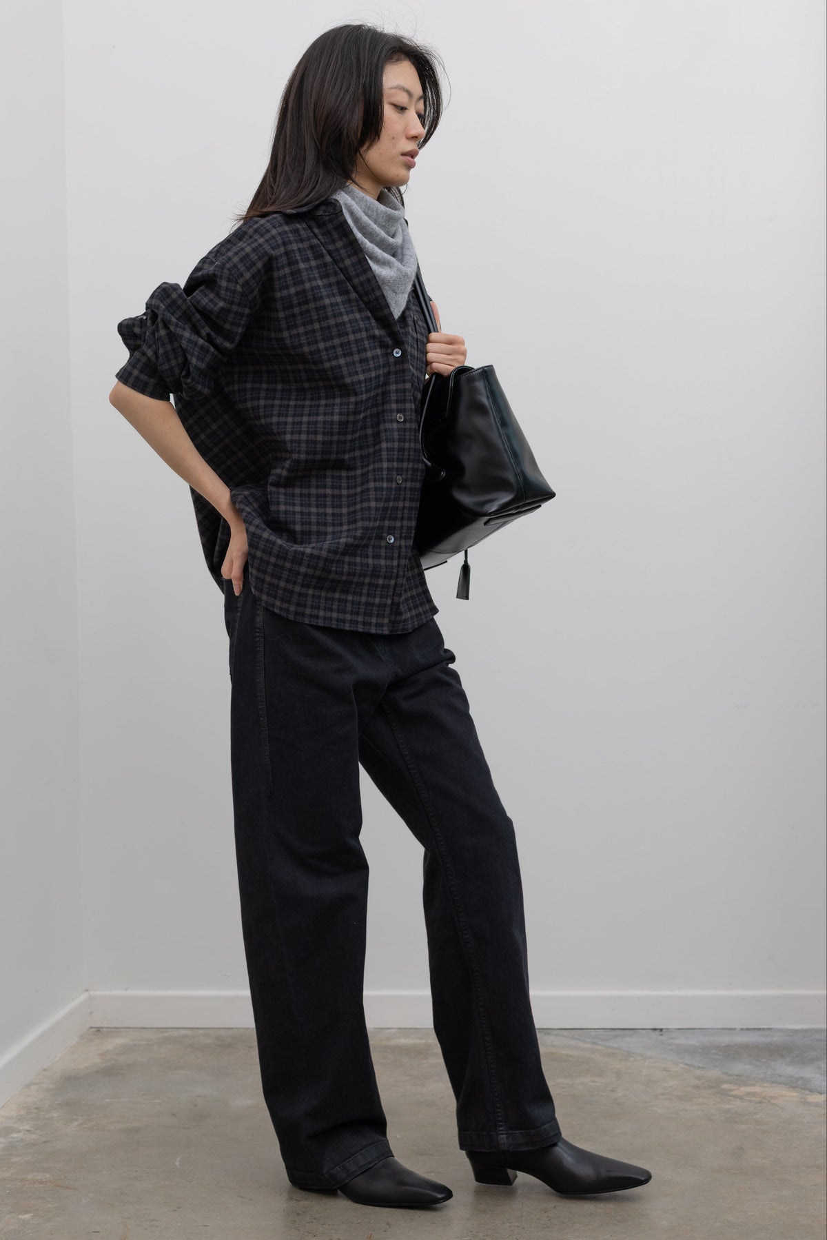 Black Plaid Oversized Shirt