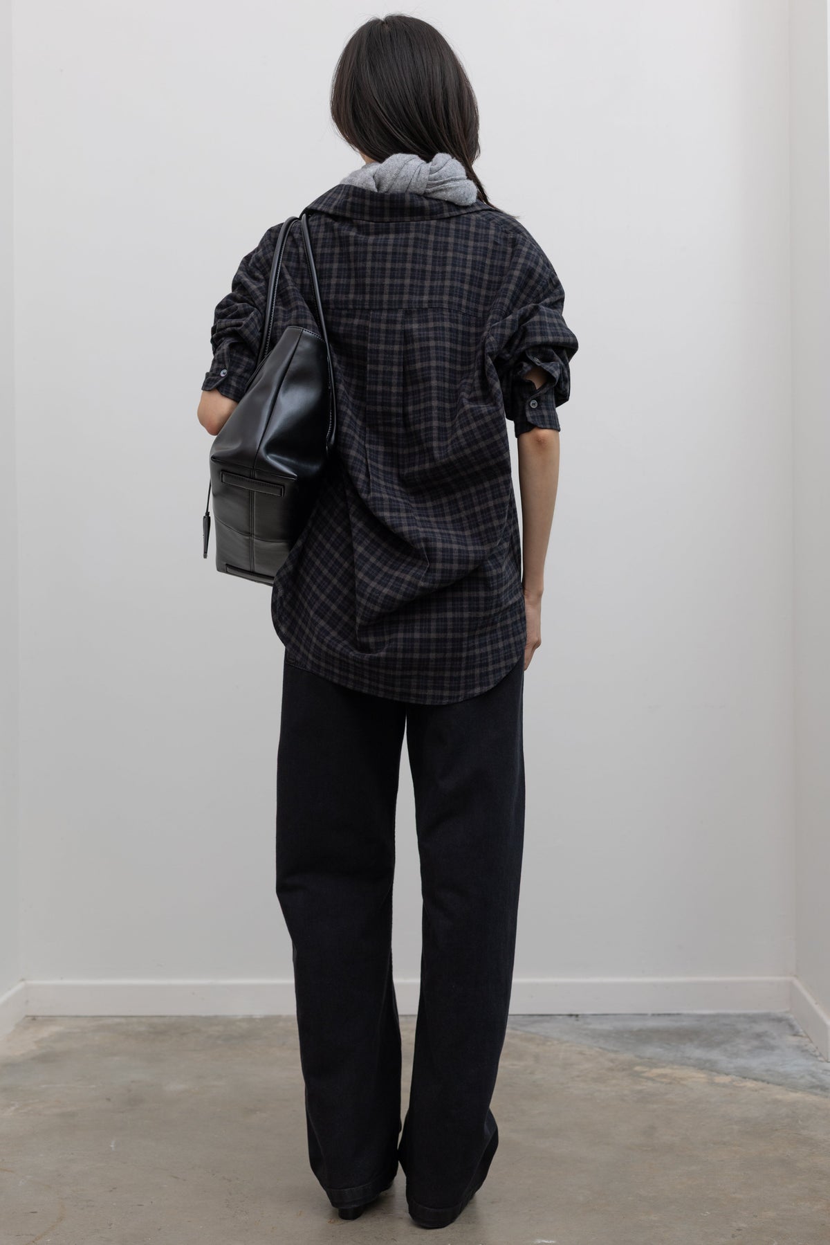 Black Plaid Oversized Shirt