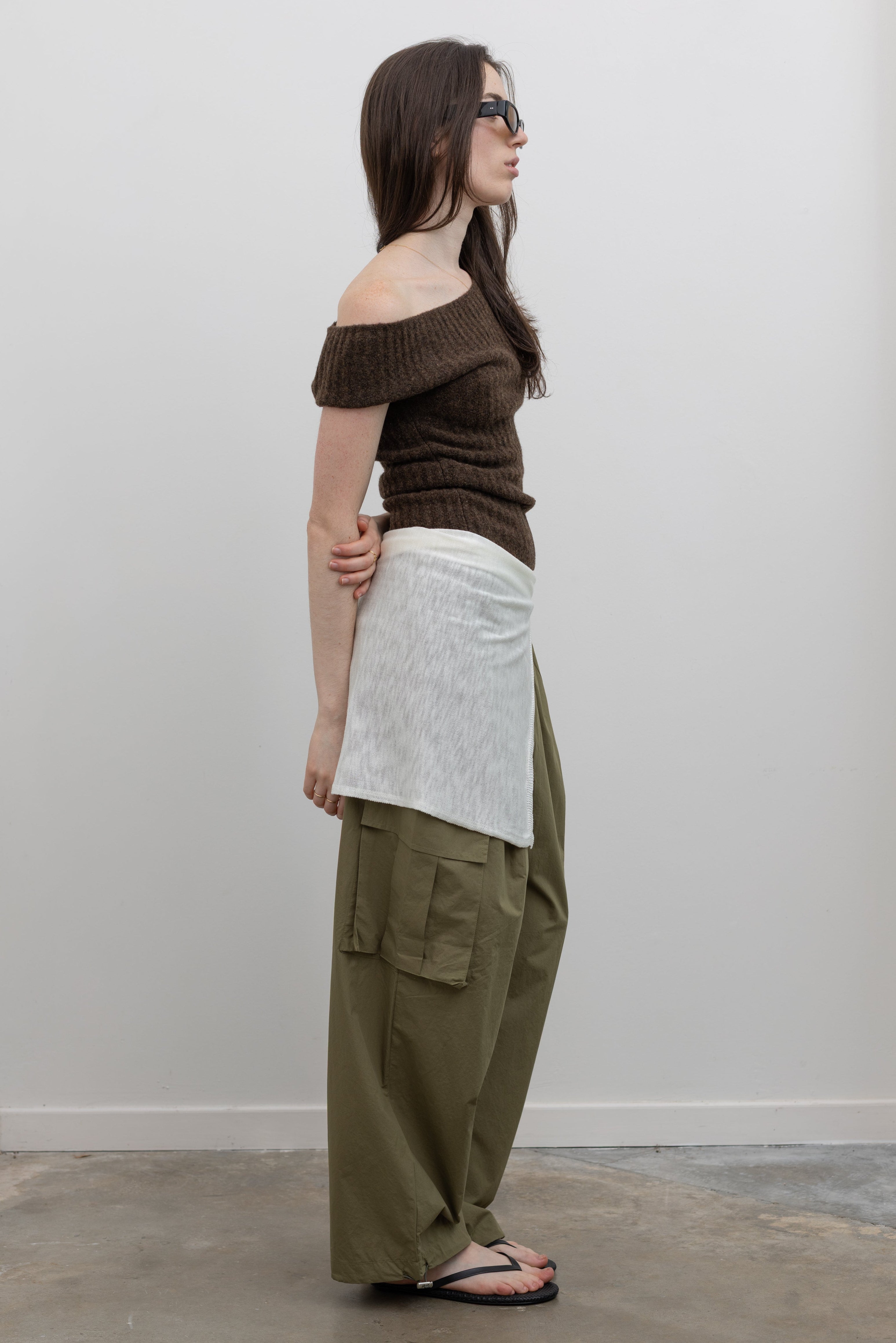 White Linen Layered Shawl