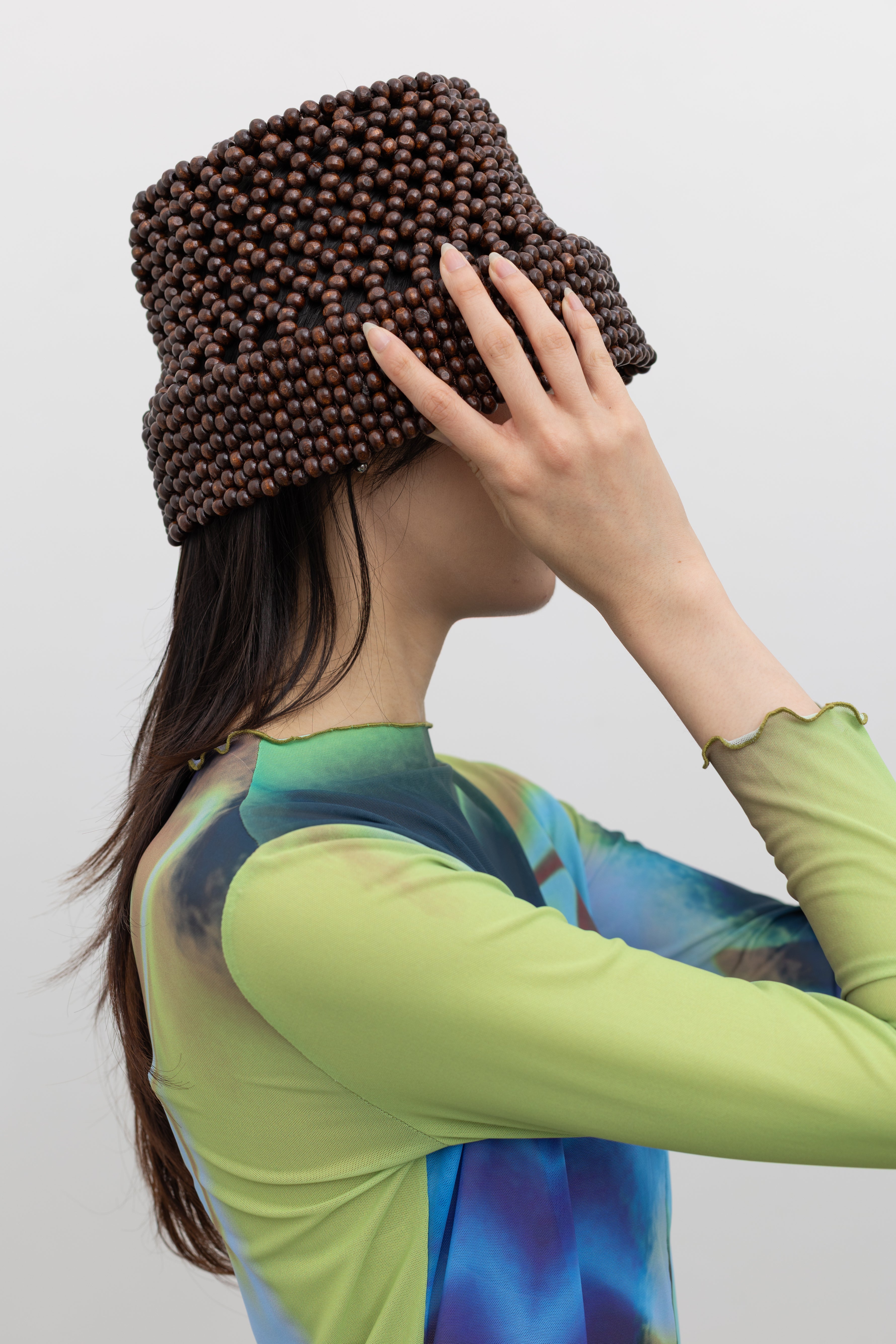 Brown Wooden Beads Bucket Hat