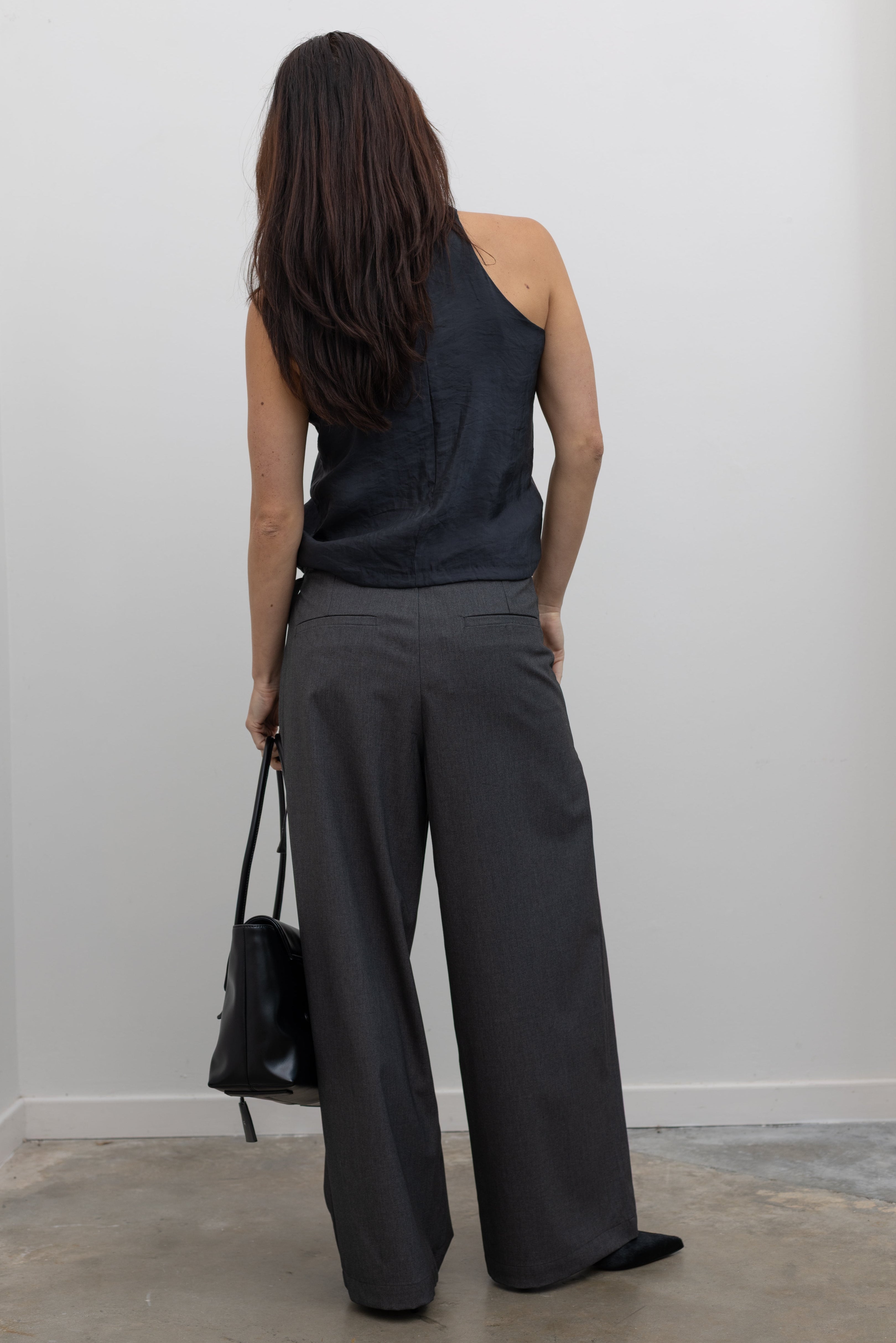 Charcoal Wrap Skirt Wide Leg Trousers