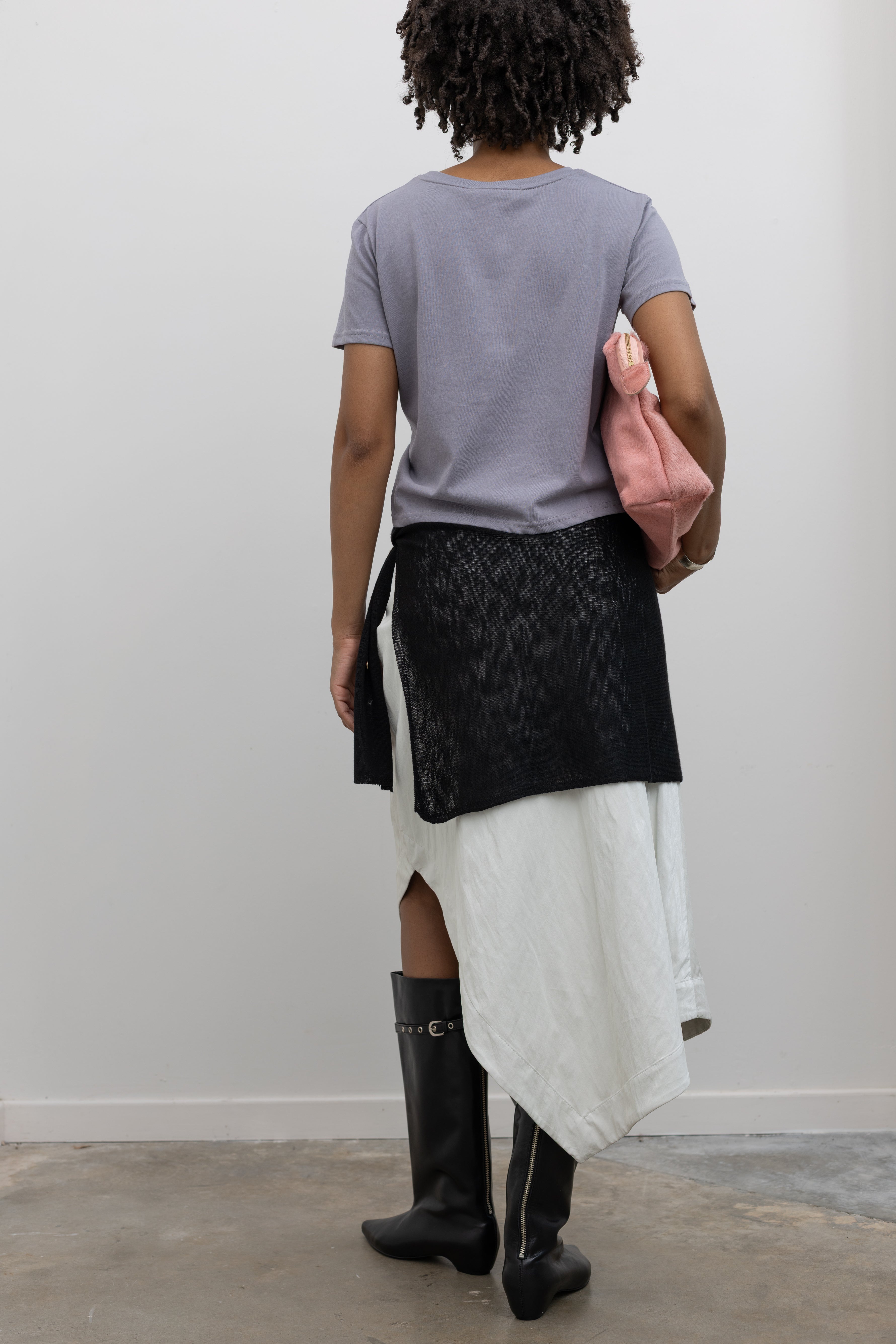 Black Linen Layered Shawl