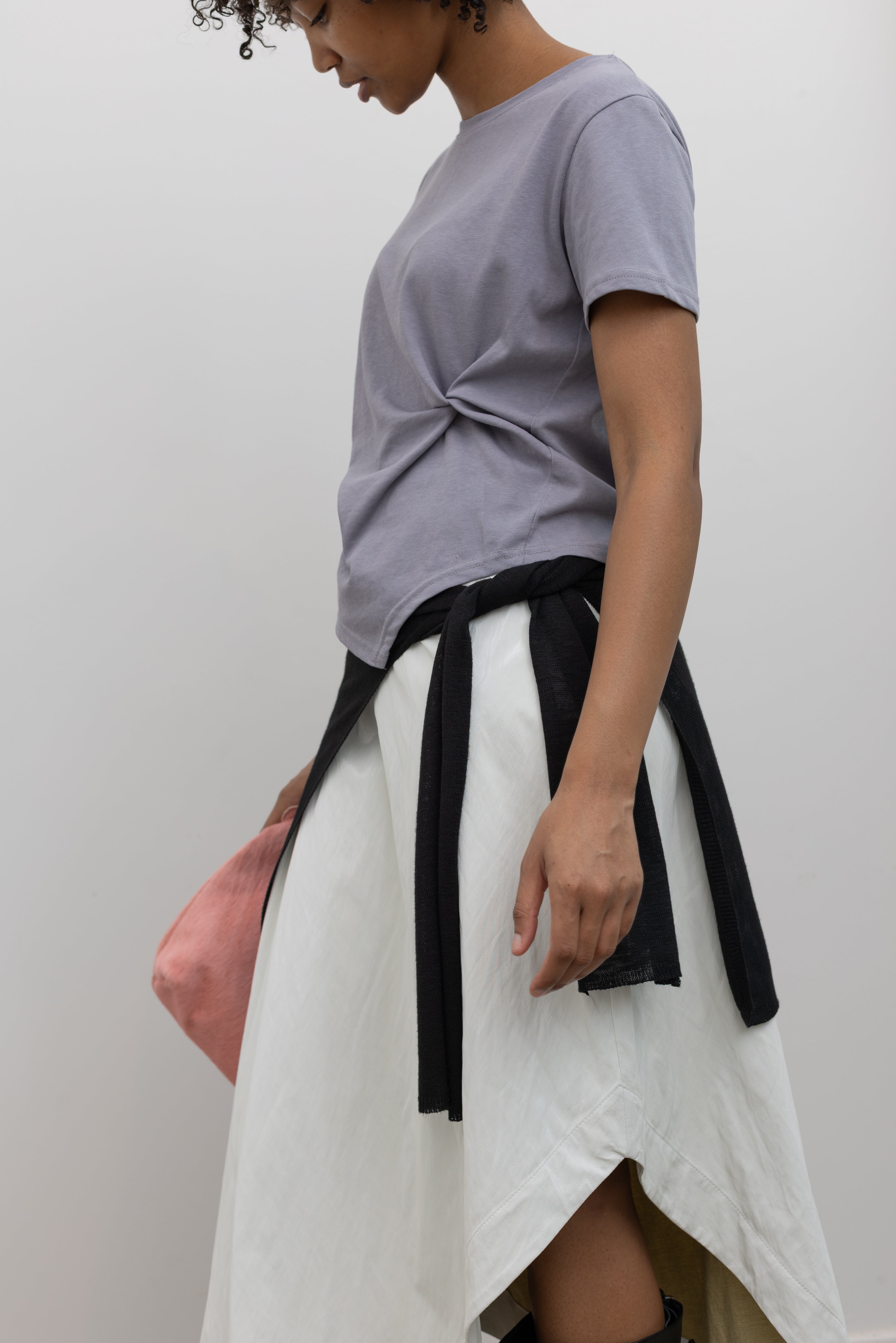 Black Linen Layered Shawl