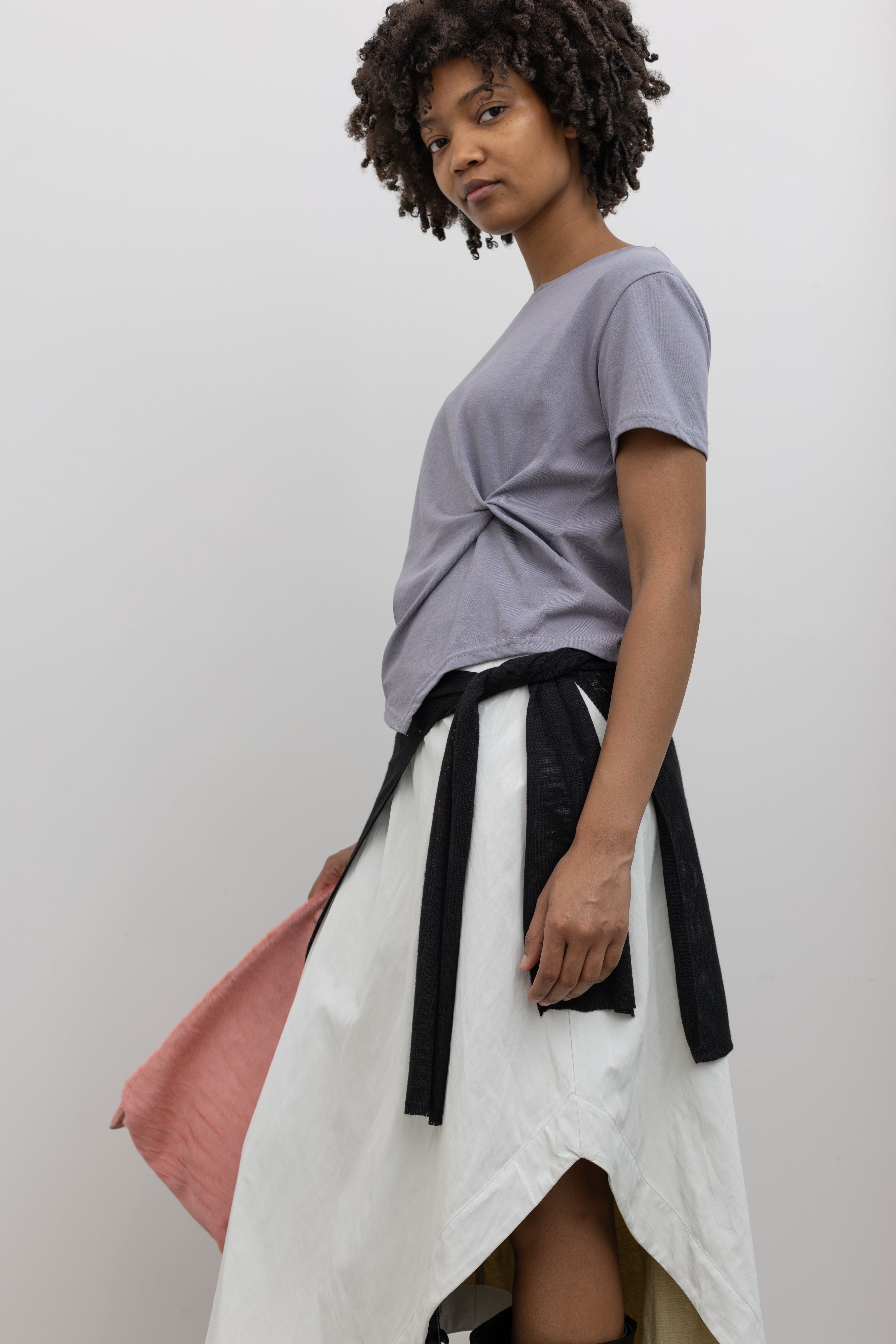 Blue Gray Side Twist Top
