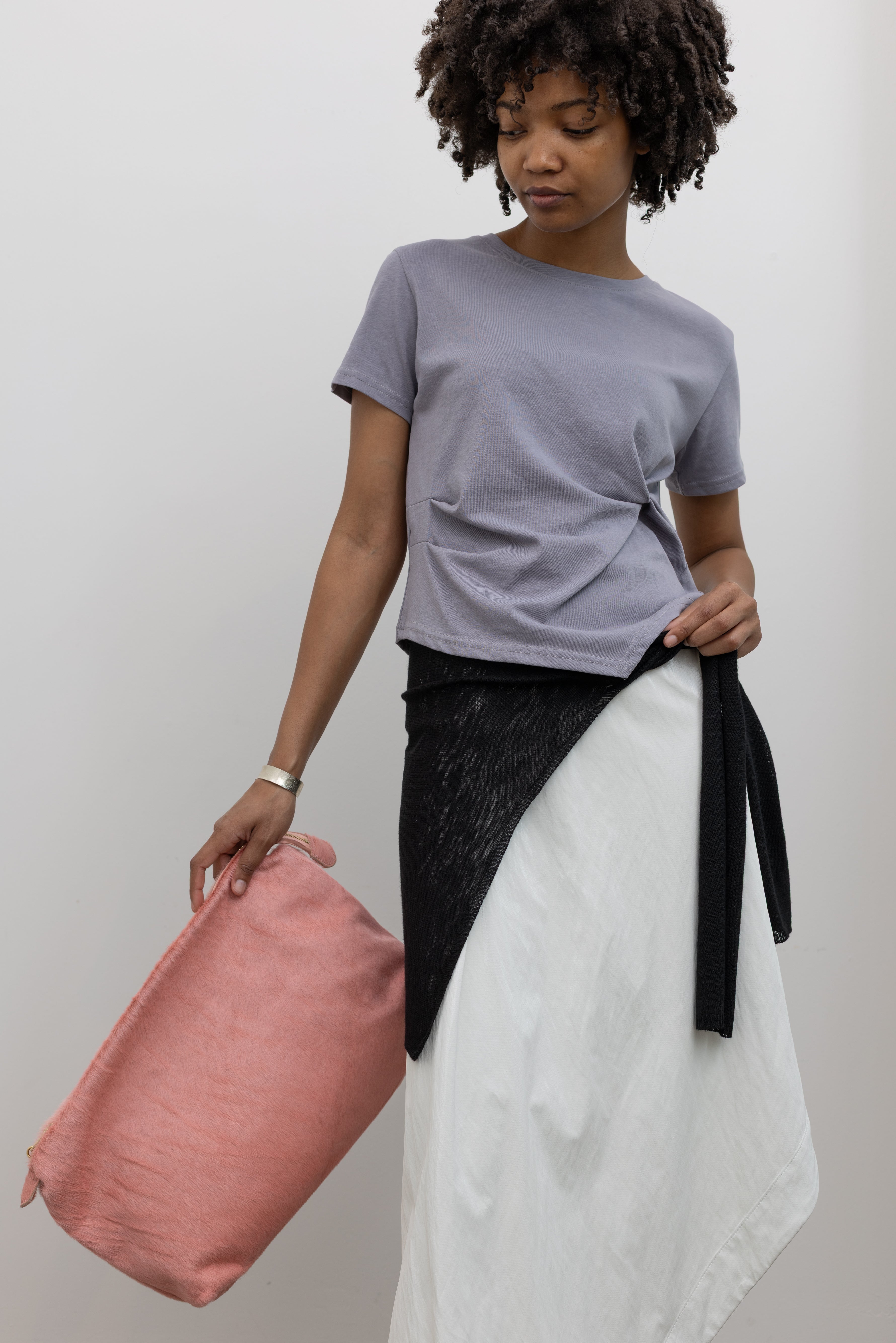 Black Linen Layered Shawl