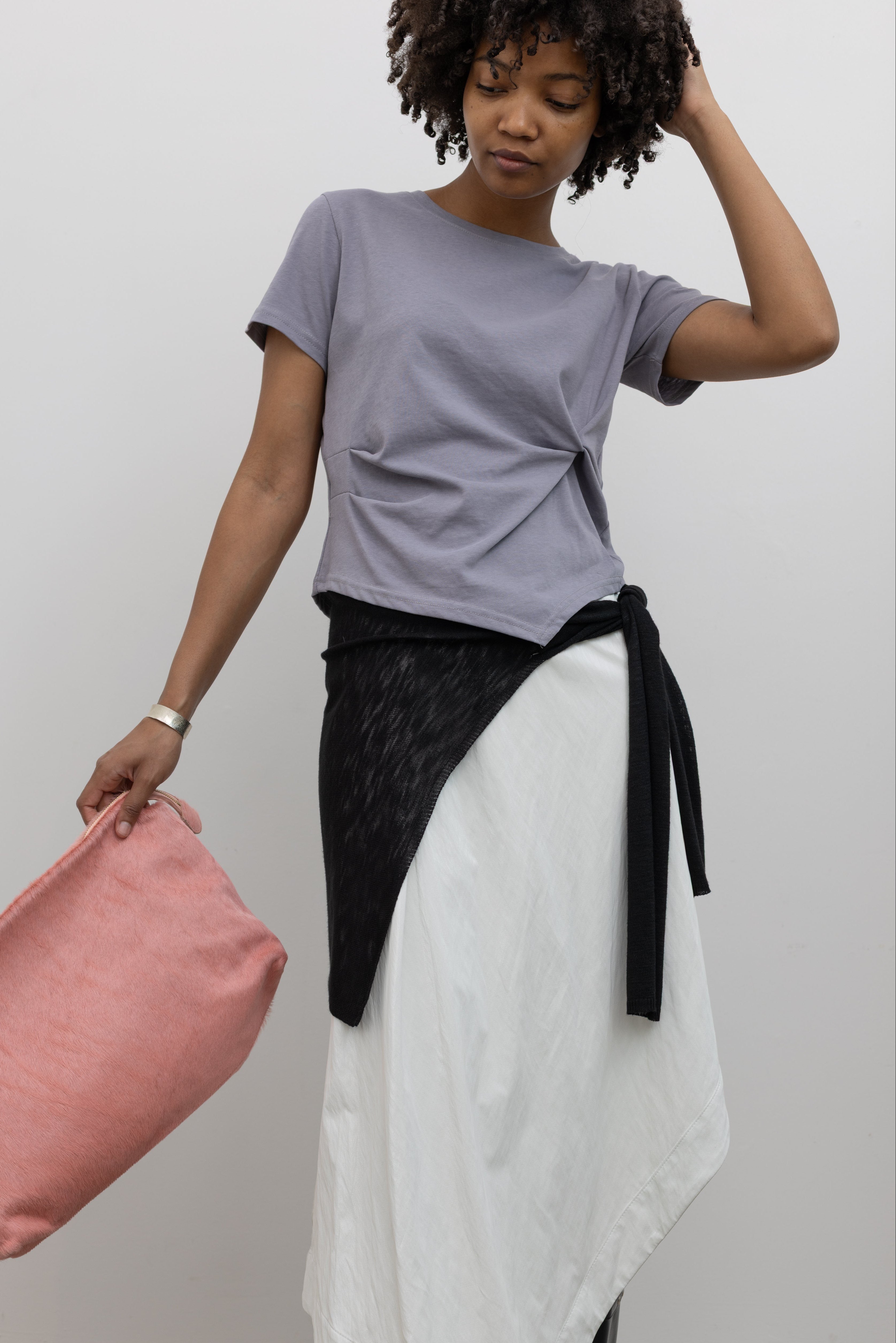 Blue Gray Side Twist Top