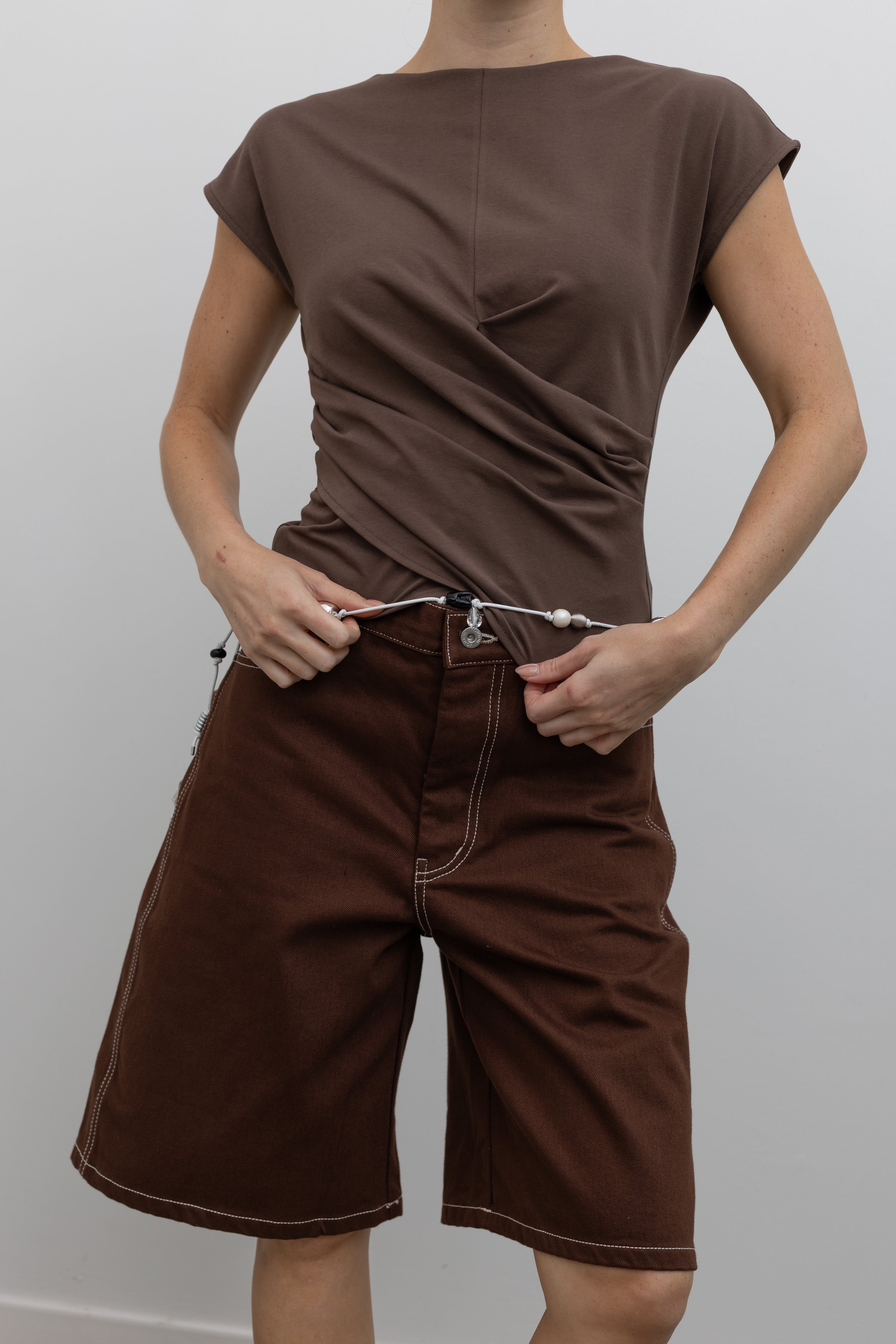 Brown Ruched Tee