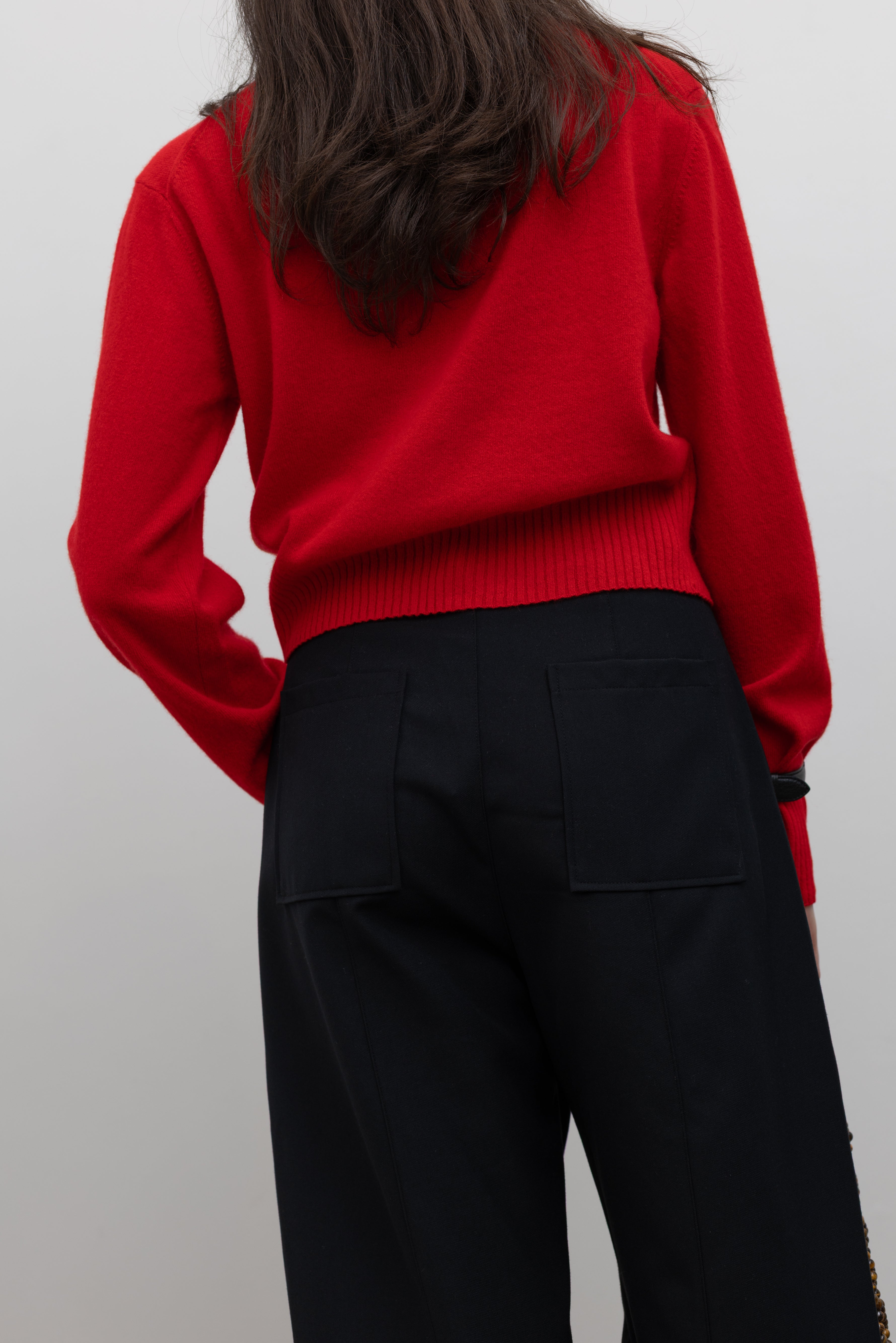 Red Crop Wool Cardigan