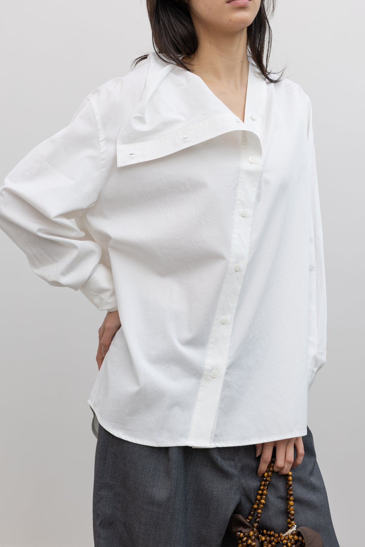 White Asymmetric Cotton Shirt