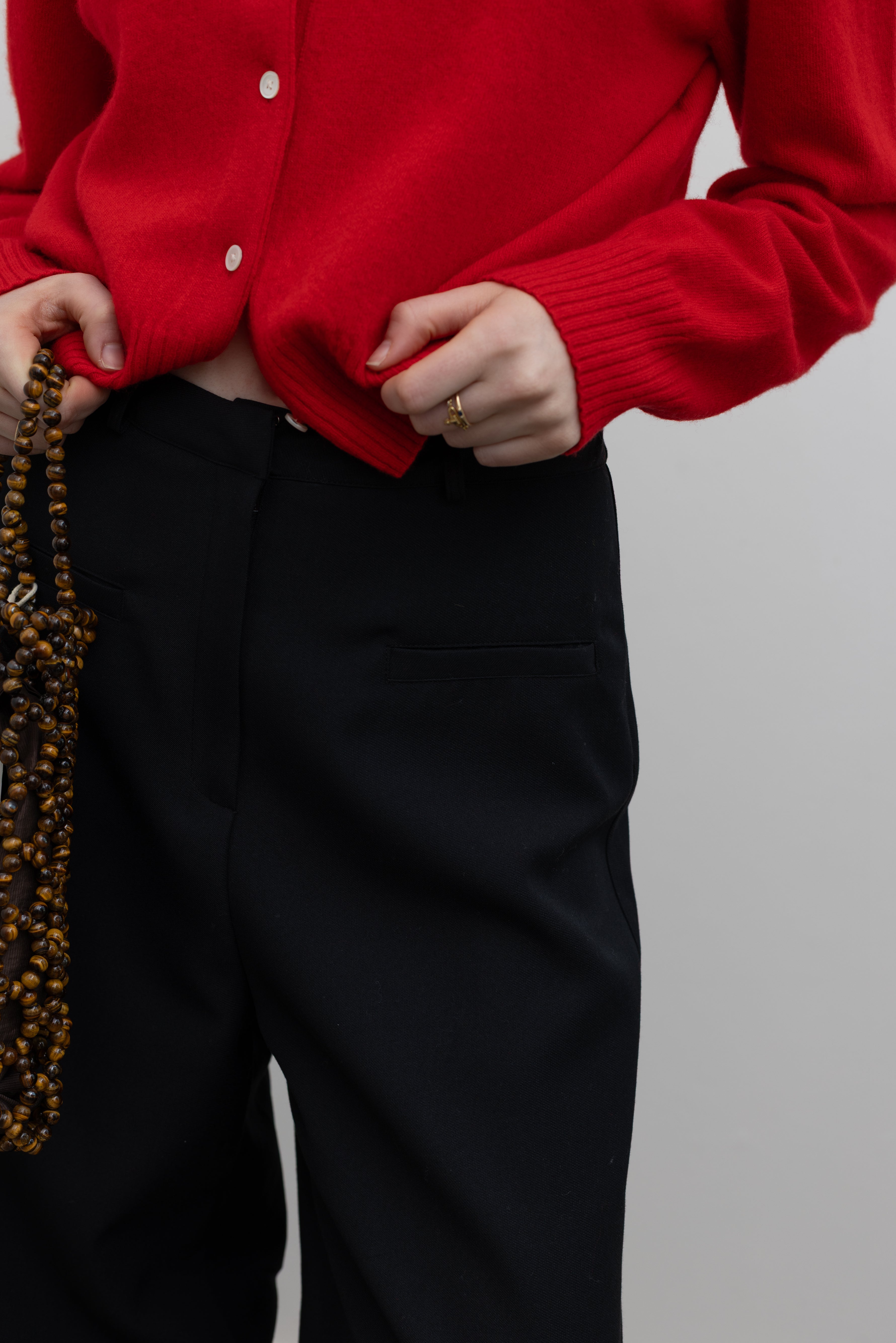 Red Crop Wool Cardigan