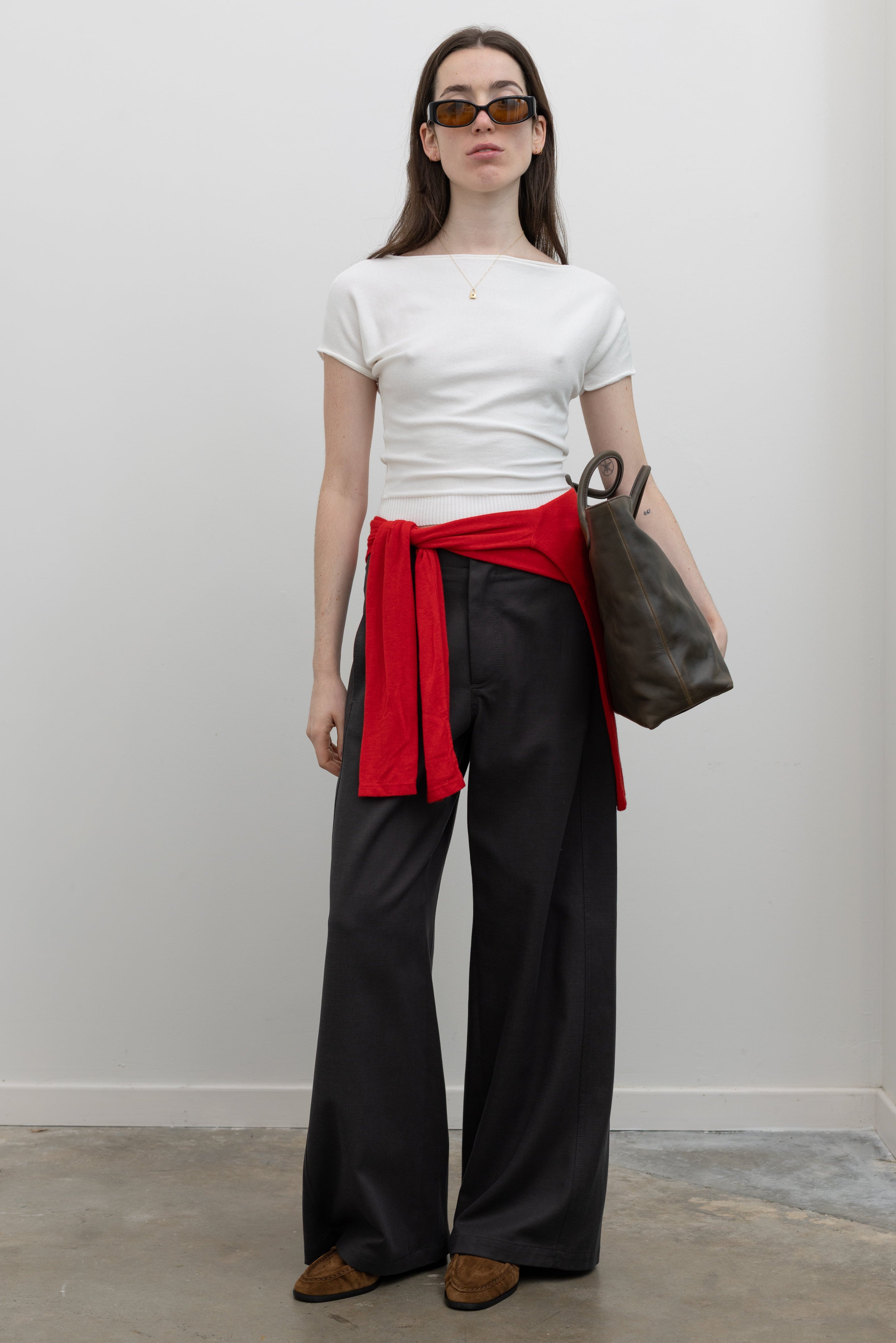 Red Linen Layered Shawl
